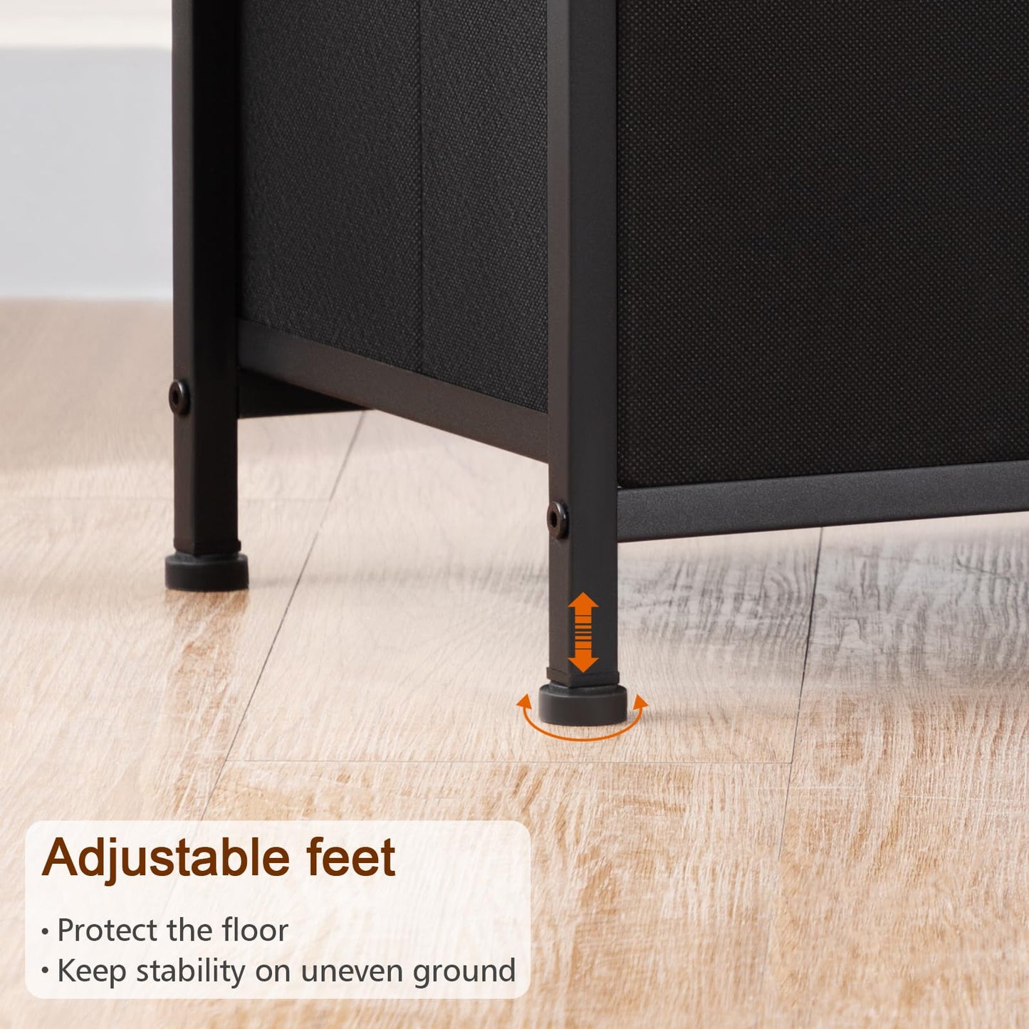 LOAKEKEL Night Stands Set 2, Bedside Table with Charging Station and LED Light, Nightstand with 2 AC Outlets and USB Ports, End Table with 2 Fabric Drawers for Bedroom, Living Room, Black, HETS02BK ๐ All In One Marketplace Canada