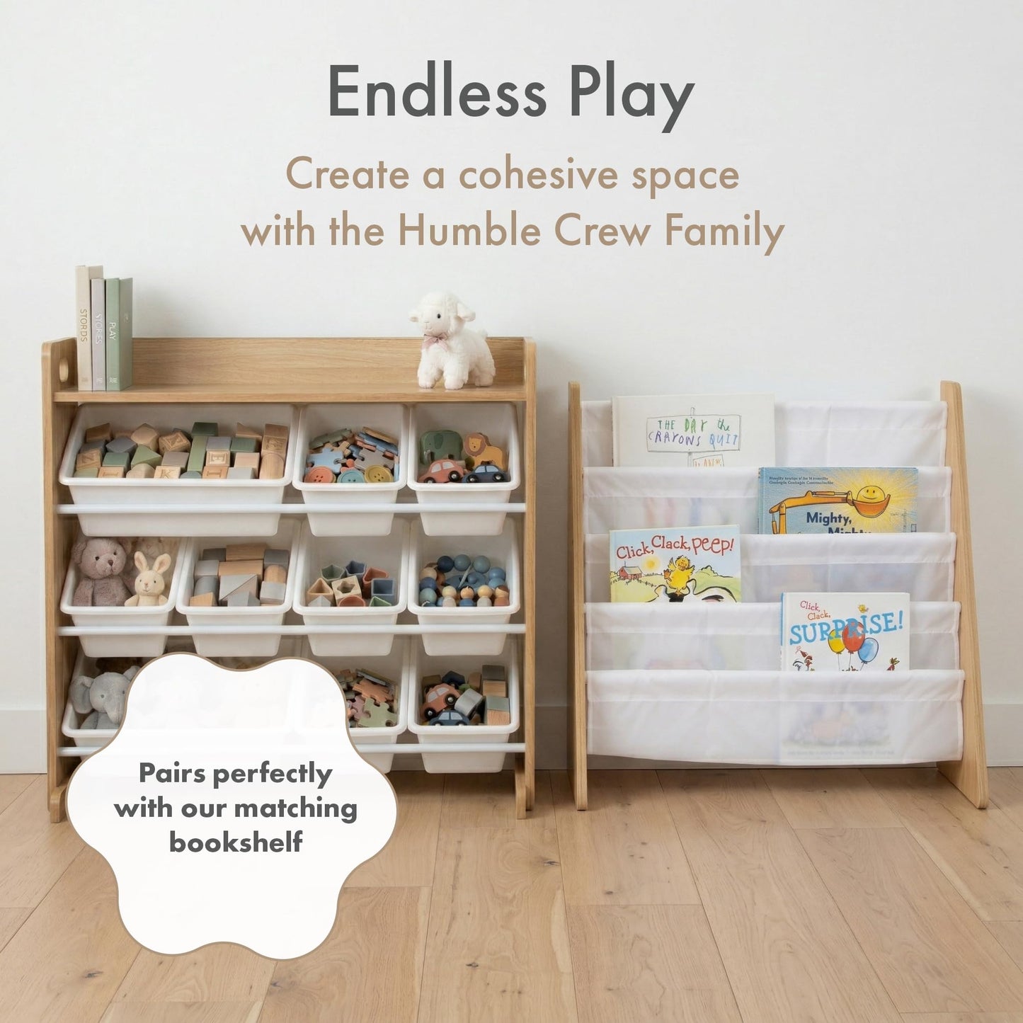 Humble Crew Toy Storage Organizer with Top Shelf and 9 Removable Bins, Natural/White β Toddler Bookshelf with Toy Organizer - Modern Toy Rack Ideal for Kids' Rooms, Playrooms, and Nurseries π All In One Marketplace Canada