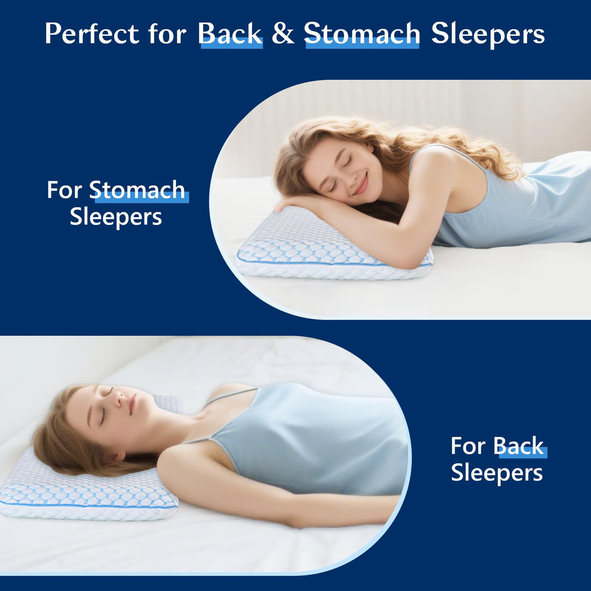 Ultra Thin Pillow for Sleeping- Cooling Gel Flat Pillow for Stomach and Back Sleepers, Slim Stomach Sleeping Pillows, Low Profile Memory Foam Pillows with Washable Cover 🍁 All In One Marketplace Canada