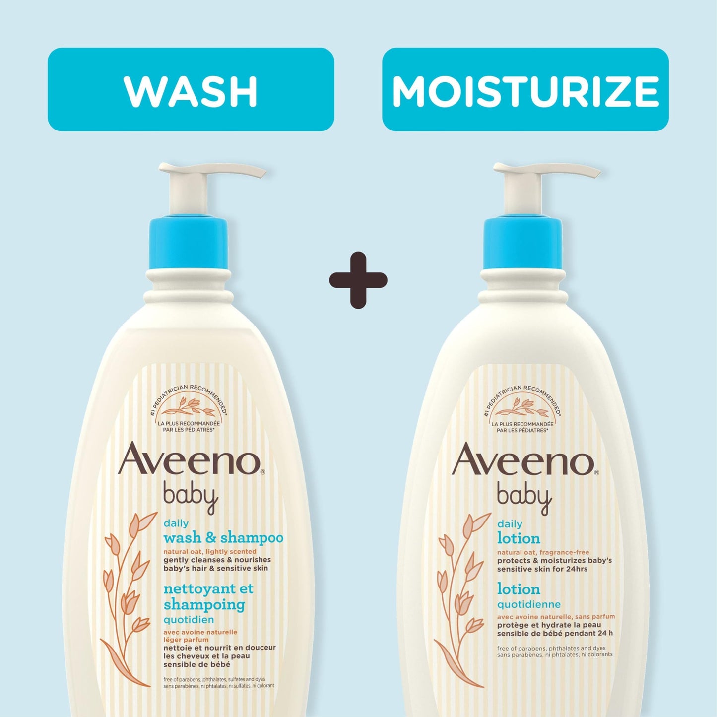 Aveeno Baby Wash and Shampoo - Gentle 2-in-1 Body Wash with Natural Oat Extract for Sensitive Skin - Tear-Free, Hypoallergenic Cleanser, Free from Parabens, Sulfates & Dyes - 975ml ๐ All In One Marketplace Canada
