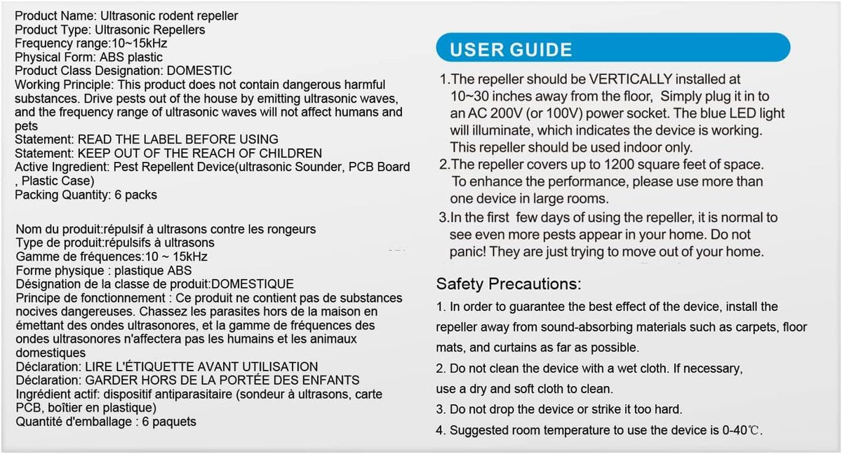 Pest Control Repeller, Plug-in Pest Control Repellent for Mouse, Insect, Cockroach, Mice, Spider, Bug, Ant, Mosquito, Rodent & Rats Indoor Use Repeller 6 Packs ๐ All In One Marketplace Canada