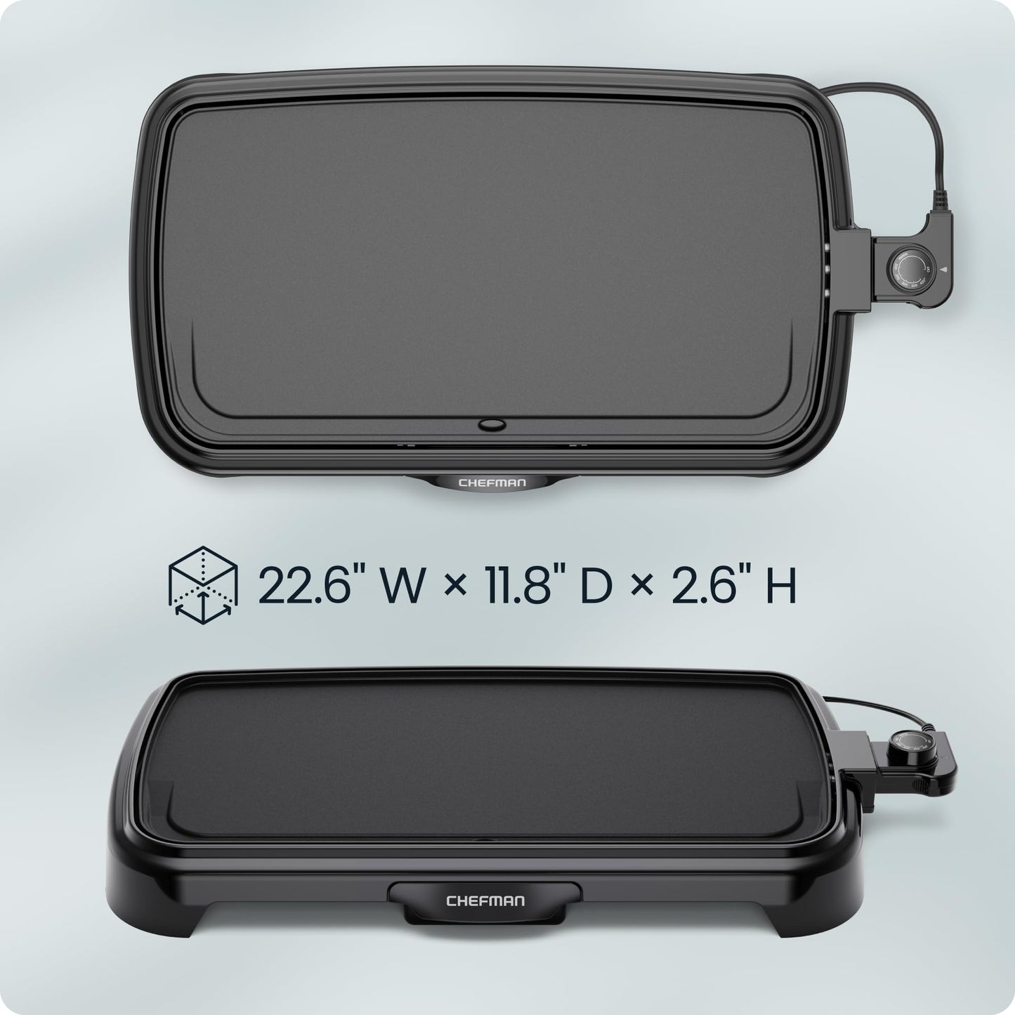 Chefman XL Electric Griddle with Removable Temperature Control, Immersible Flat Top Grill, Burger, Eggs, Pancake Griddle, Nonstick Extra Large Cooking Surface, Slide Out Drip Tray, 25 x 51 CM ๐ All In One Marketplace Canada
