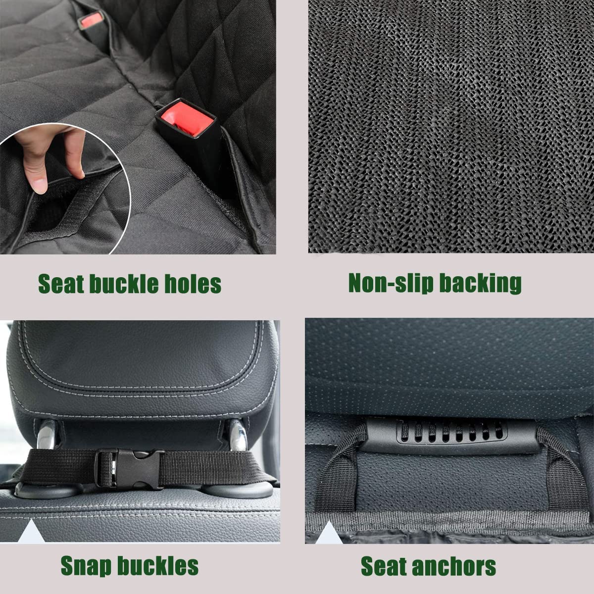 Portin Dog Car Seat Covers Pet Seat Cover, Waterproof Nonslip Bench Rear Seat Cover Compatible for Middle Seat Belt Fits Most Cars Trucks and SUVs MPVs (Black-Standard Size, 53in Wide) ๐ All In One Marketplace Canada