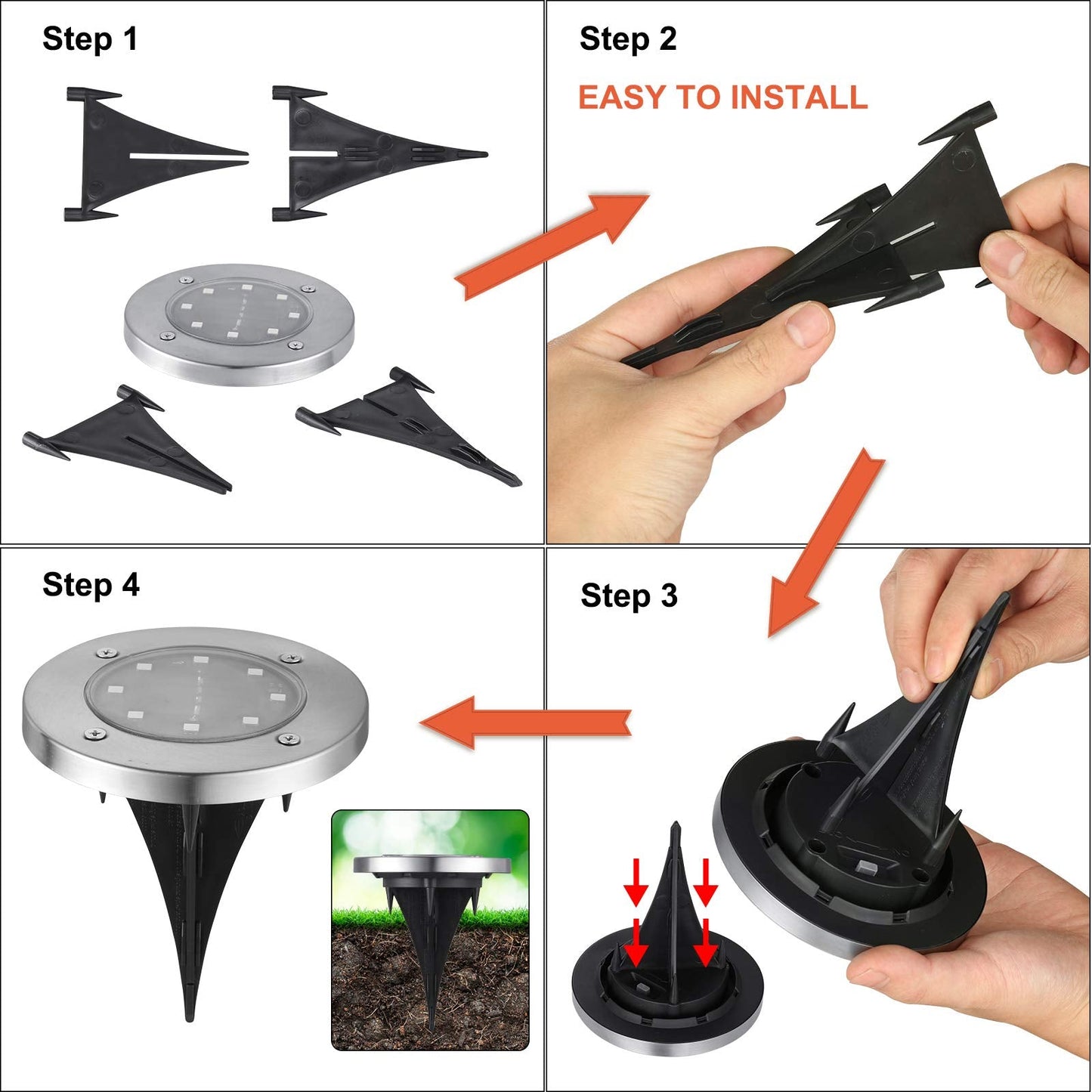 LYHOPE Solar Ground Lights Outdoor, 16 Pack 8 LED Solar Disk Lights Waterproof Garden In-ground Pathway Lights Landscape Lighting for Lawn,Yard,Deck,Patio,Walkway (White) ๐ All In One Marketplace Canada