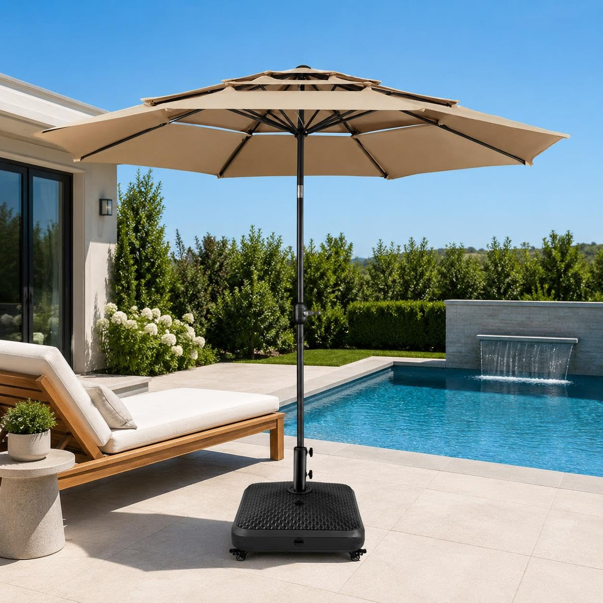 Yaheetech Fillable Mobile Umbrella Base, 4 Wheels, 123lb Capacity, Black π All In One Marketplace Canada