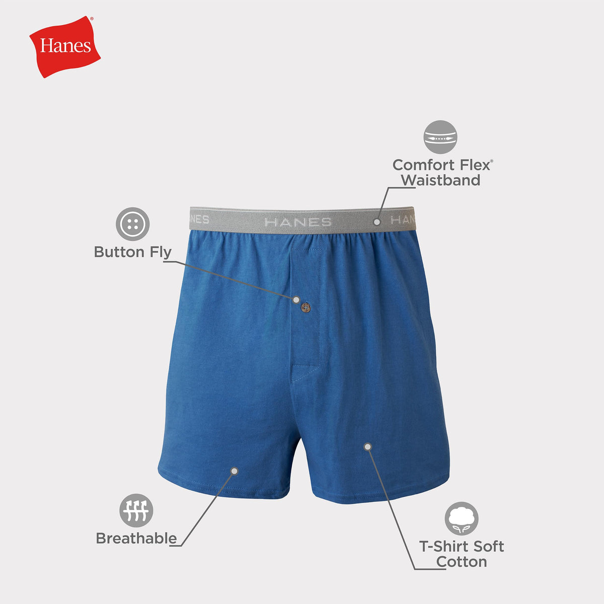 Hanes Men's 5-Pack Exposed Waistband Knit Boxers, Assorted, Medium/32-34 ๐ All In One Marketplace Canada