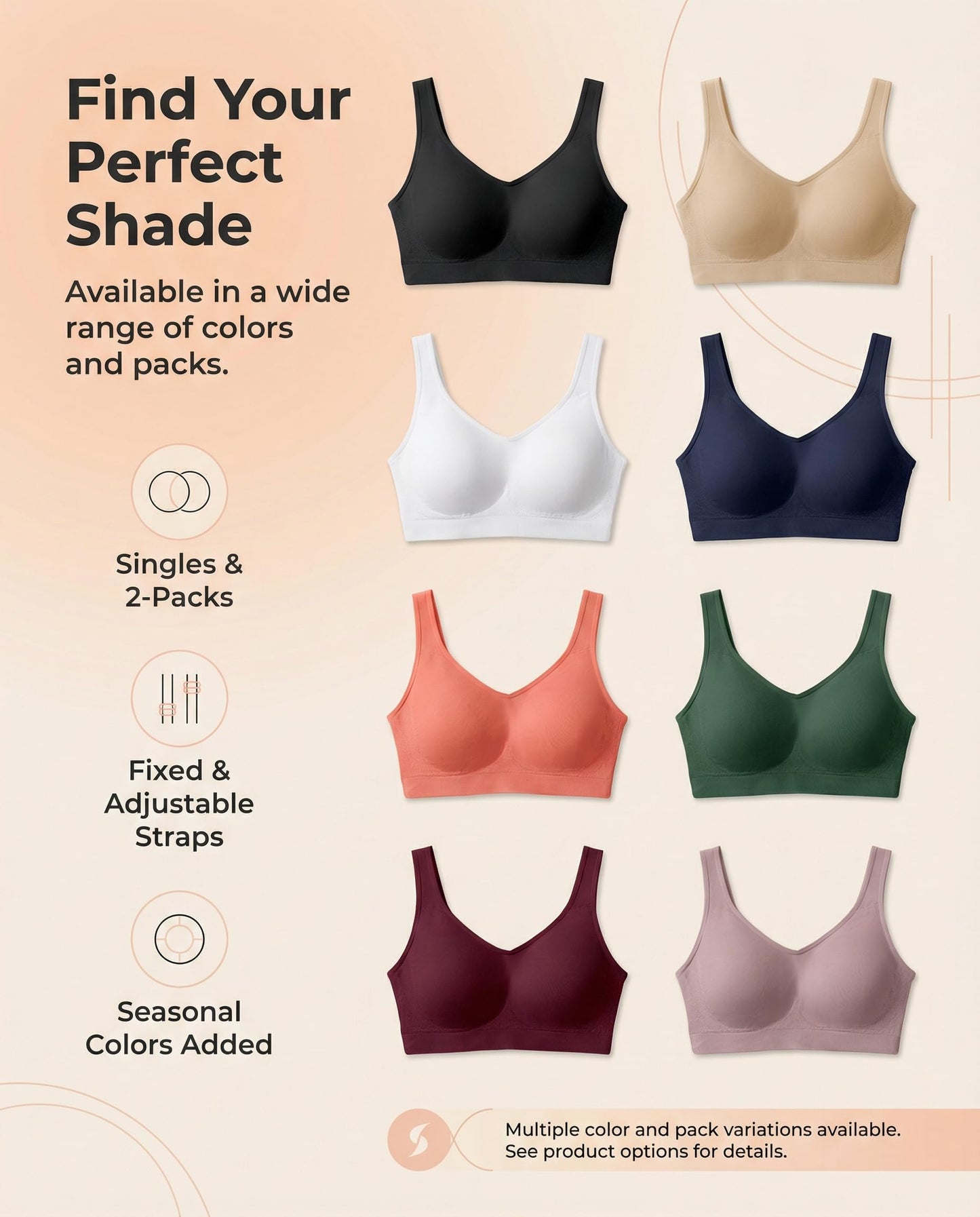 SHAPERMINT Wireless Bras for Women - Full Support Seamless Bralette, Compression Sports Bra, Plus Size Minimizer Bras, Padded Wirefree Bra for Women Black ๐ All In One Marketplace Canada