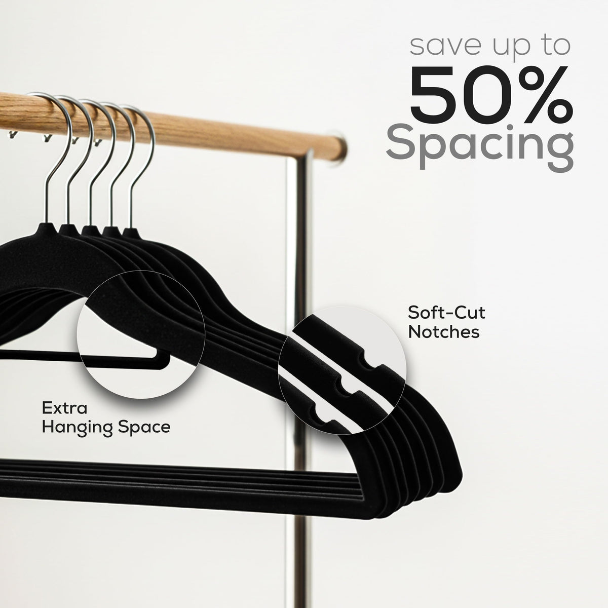 Utopia Home Premium Velvet Hangers 50 Pack - Non-Slip Clothes Hangers with Tie Bar - Black Hangers - Standard Hangers with 360 Degree Rotatable Hook - Heavy Duty Coat Hangers ๐ All In One Marketplace Canada
