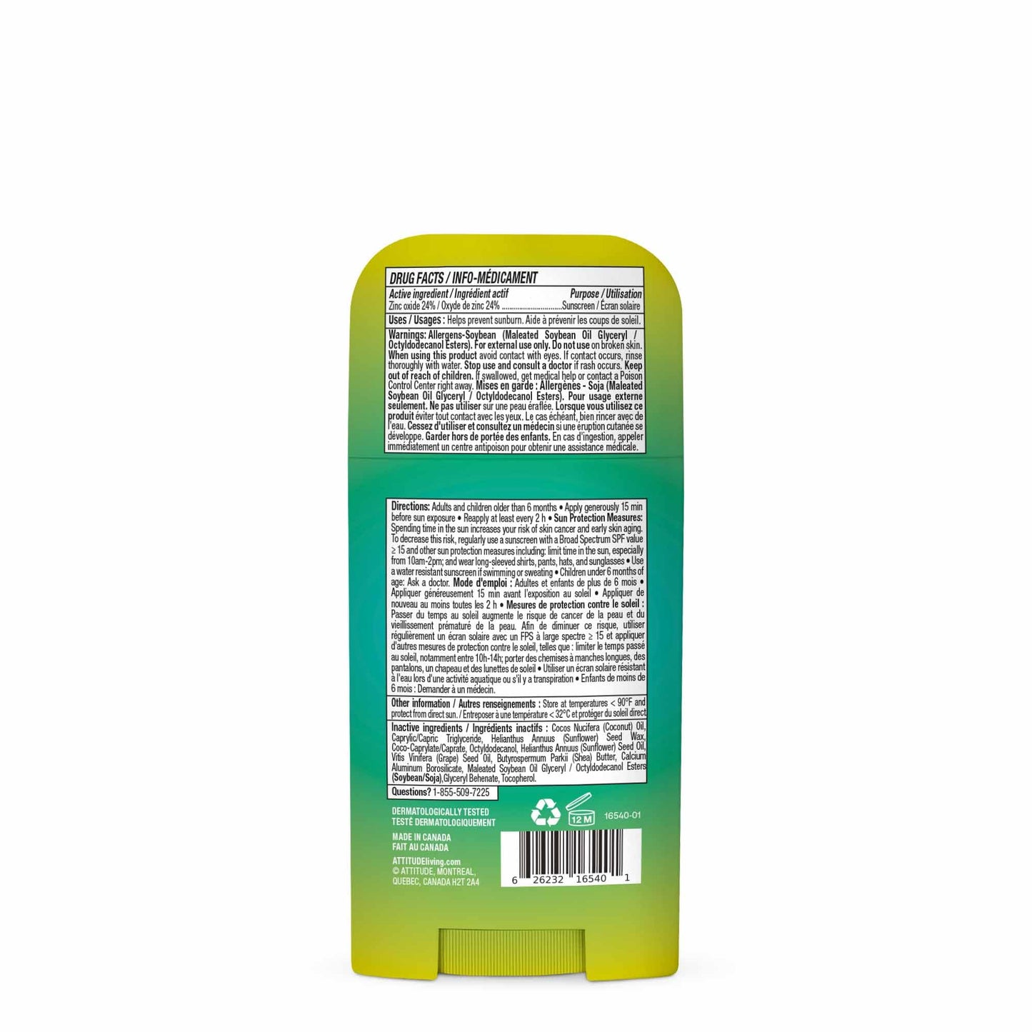 ATTITUDE Mineral Sunscreen Stick SPF 50, Broad Spectrum Zinc Oxide, EWG Verified, Non-Nano, Mess-Free Stick for Face & Body, Lightweight Non-Greasy, Vegan, Unscented, 60 grams ๐ All In One Marketplace Canada