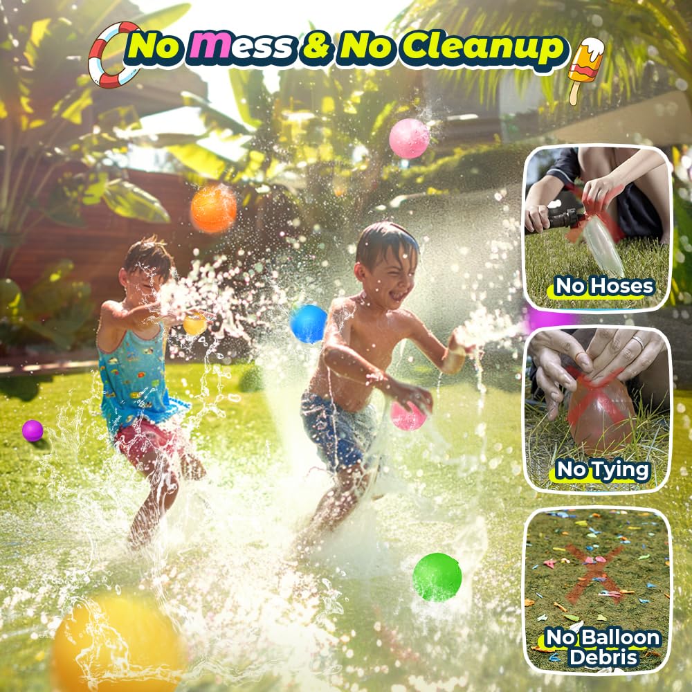 12Pcs Reusable Water Balloons, Pool Beach Water Toys for Boys and Girls, Outdoor Summer Toys for Kids Ages 3-12, Magnetic Water Ball for Outdoor Activities ๐ All In One Marketplace Canada