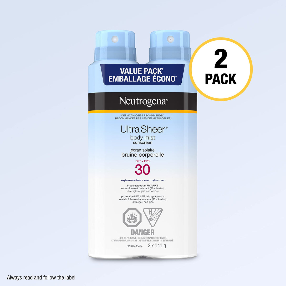 Neutrogena ultra Sheer Body Mist Sunscreen Spray Spf 30 Duo Pack With Uva/uvb Broad Spectrum Sun Protection, lightweight, Water-resistant, Oil-Free, non-comedogenic & Oxybenzone-Free, 2 X, 141 Grams ๐ All In One Marketplace Canada
