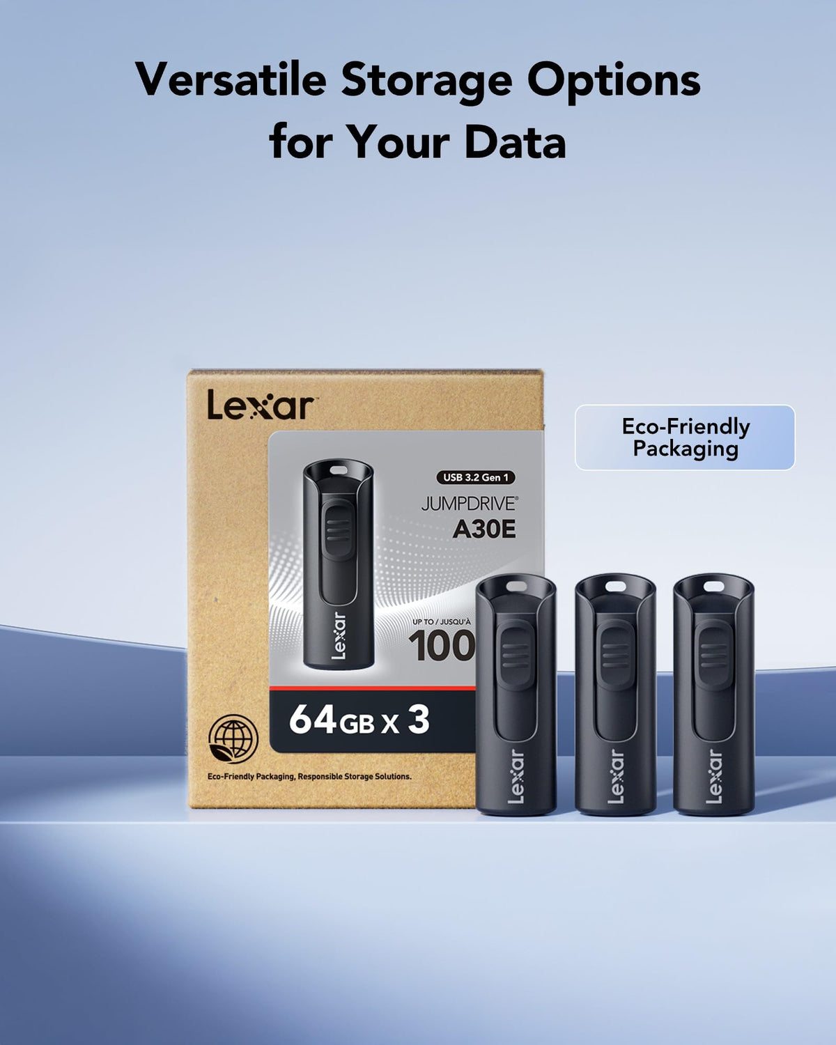 Lexar 64GB 3-Pack Flash Drive A30E USB 3.2 Gen 1, USB Drive up to 100MB/s, Storage Expansion and Backup for PC and Mac Systems ๐ All In One Marketplace Canada