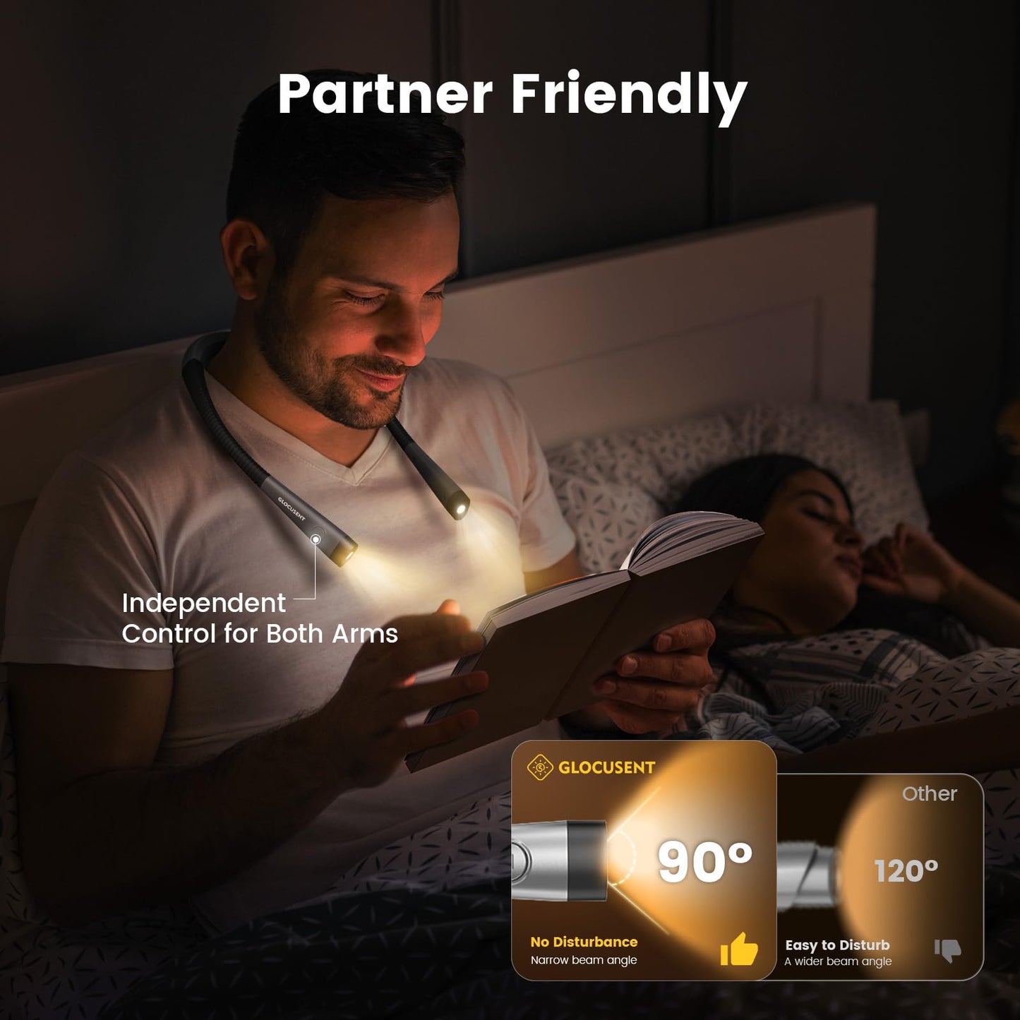 Glocusent Book Light, 3 Color Temperatures Reading Light, Bendable Neck Light, 80 Hrs Lasting Rechargeable Book Light for Reading in Bed, Knitting, Camping, Repairing, Avid Reader Gift ๐ All In One Marketplace Canada