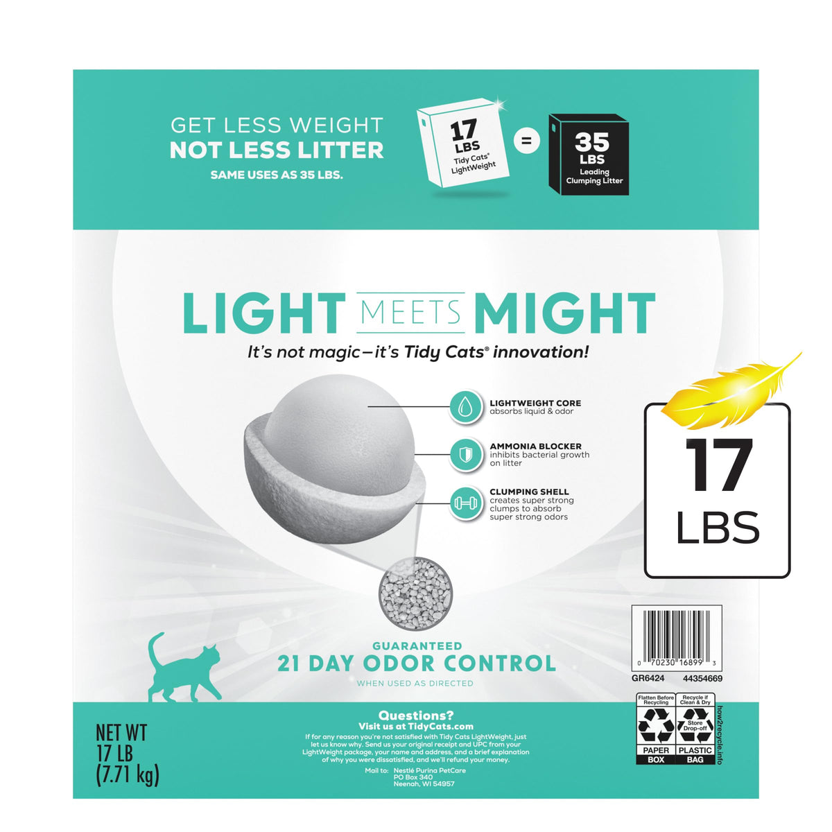 Purina Tidy Cats Lightweight Free and Clean Unscented, Multi-Cat, Clumping, 99.9 Percent Dust Free Cat Litter - 17 lb. Box 🍁 All In One Marketplace Canada