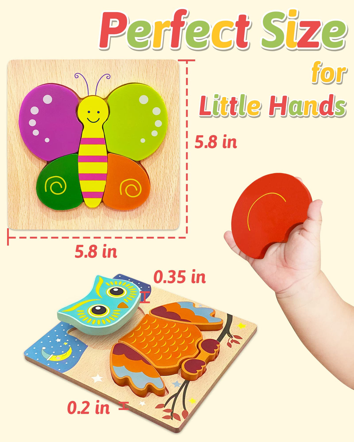 Gojmzo Wooden Puzzles for Toddlers 1-3 Toys Gifts for 1 2 3 Year Old Boys Girls, Montessori Educational Toys Preschool Learning Activities, 6 Pack Animal Jigsaw Puzzle Game ๐ All In One Marketplace Canada