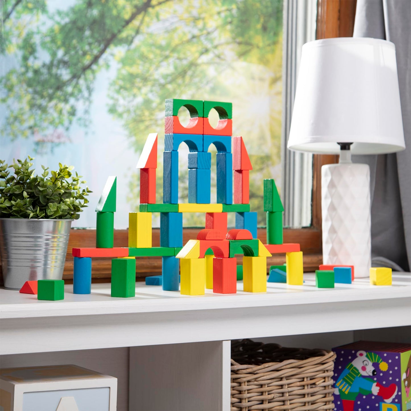 Melissa & Doug 100 Wooden Building Blocks with Storage Box ๐ All In One Marketplace Canada