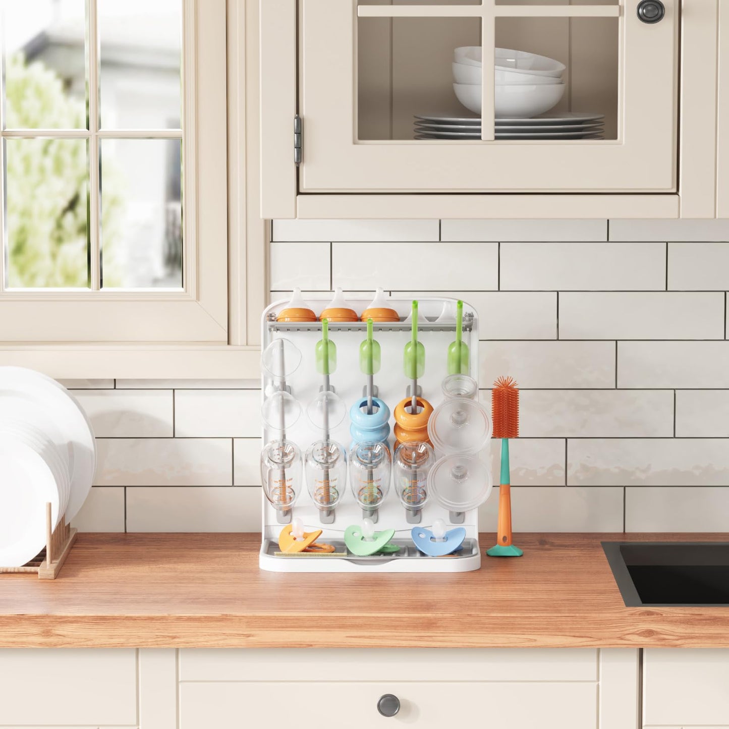 Lifewit Large Baby Bottle Drying Rack for 15 Bottles, Removable Pacifiers Box, Drip Tray, Vertical Rack for Bottle Accessories, Weighted Straws,Pump Parts, BPA-Free, White&Gray, Without Drain Mat 🍁 All In One Marketplace Canada