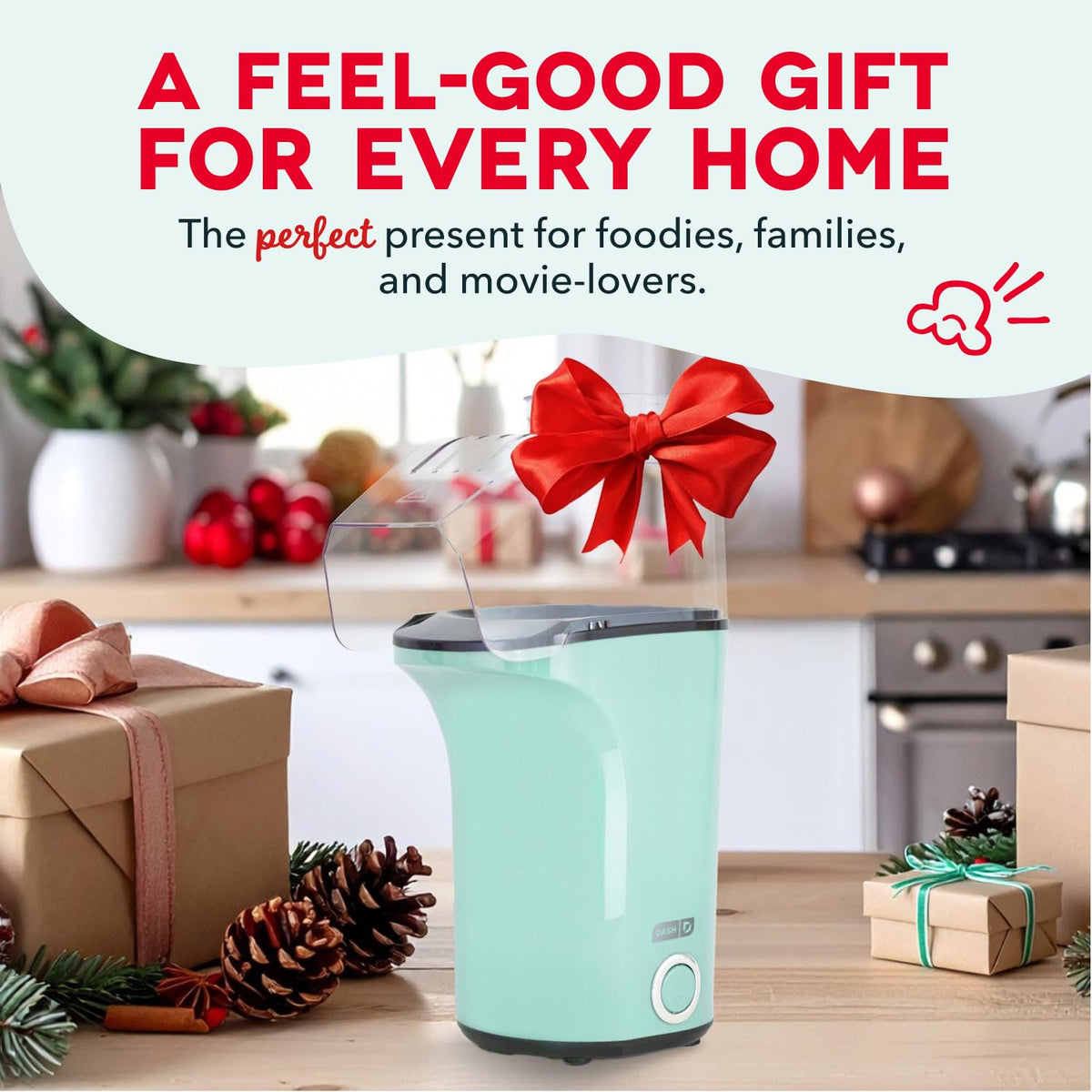 Dash Fresh Pop Popcorn Maker, 16-Cup Hot Air Popper, Aqua π All In One Marketplace Canada
