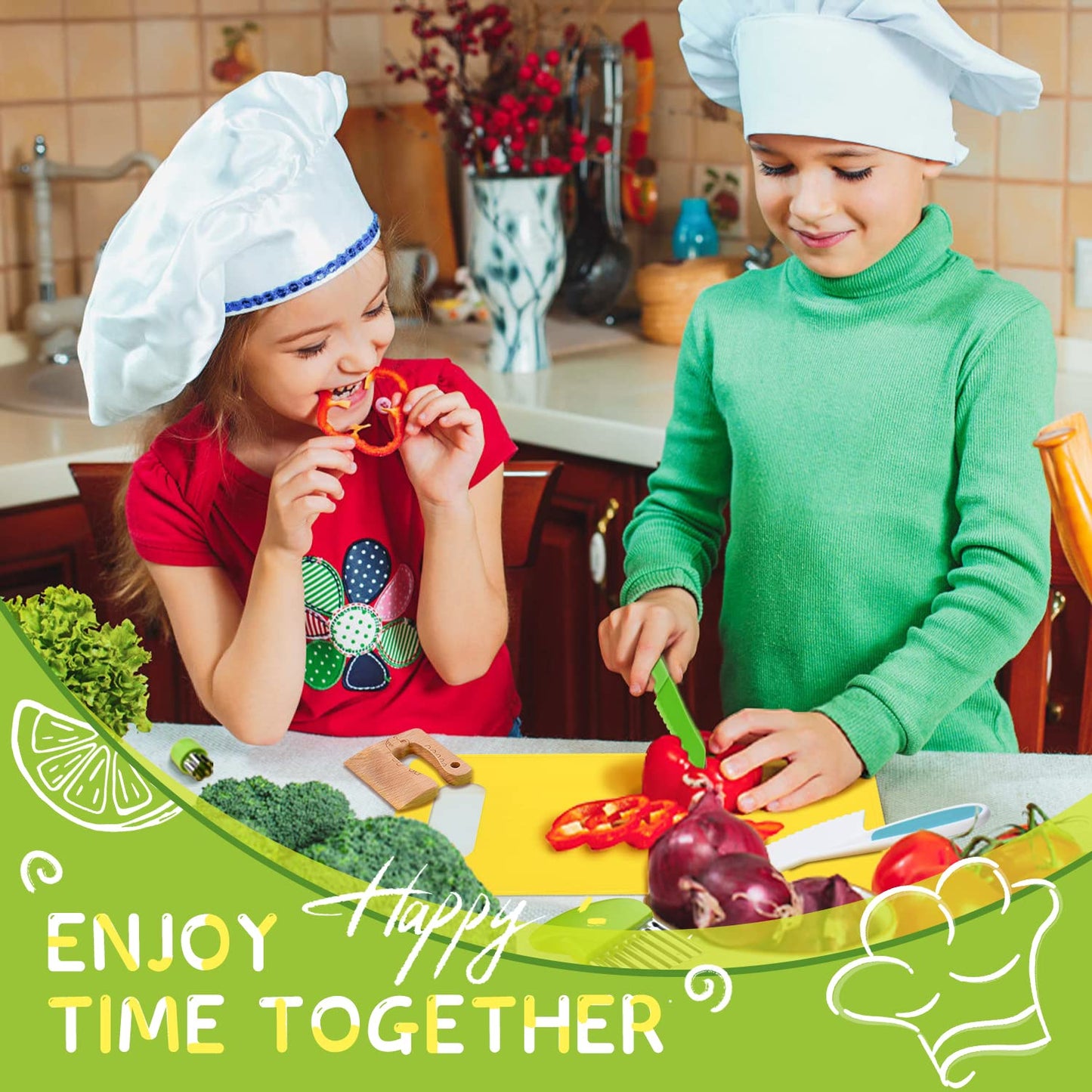 Montessori Kitchen Tools for Toddlers-Kids Cooking Sets Real-Toddler Safe Knives Set (13pcs) ๐ All In One Marketplace Canada