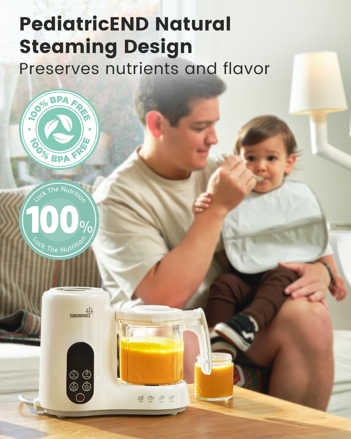 Grownsy Baby Food Maker with Steam Basket, One Step Baby Food Processor Steamer Puree Blender Grinder Mills Machine, Auto Cooking Grinding and Sterilizing for Healthy Homemade Food, BPA-Free ๐ All In One Marketplace Canada