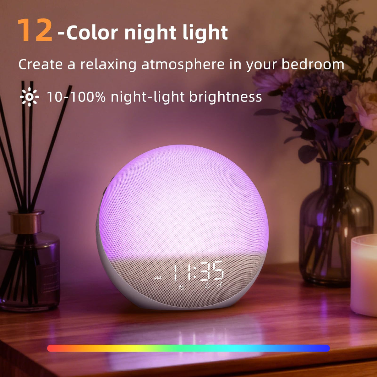 Sunrise Alarm Clock White Noise Machine: Natural Wake Up Light - Dimmable Clock with Bluetooth Speaker for Bedroom - 25 Sleep Sounds for Baby Adults Kids Putty ๐ All In One Marketplace Canada