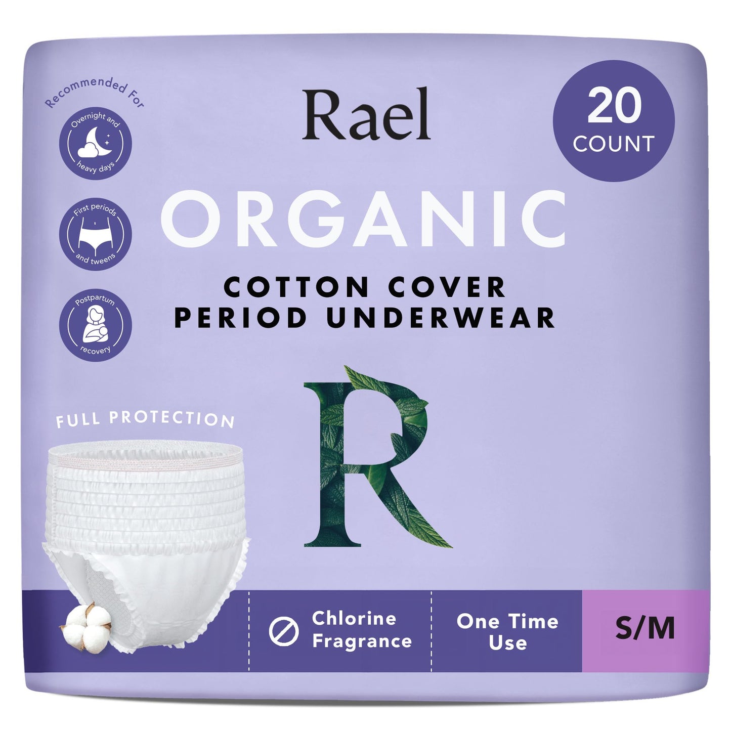 Rael Disposable Underwear for Women, Organic Cotton Cover - Incontinence Pads, Postpartum Essentials, Disposable Underwear, Unscented, Maximum Coverage (Size S-M, 20 Count) ๐ All In One Marketplace Canada