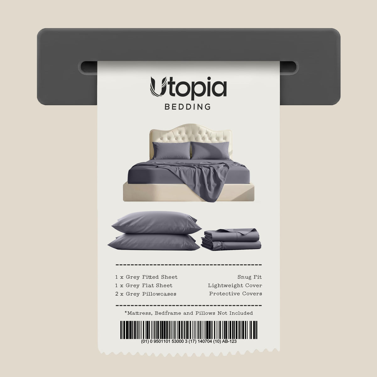 Utopia Bedding Queen Bed Sheets - 4 Piece Queen Size Cooling Sheet Set - Hotel Luxury Soft Breathable Microfiber, Oeko-TEX, Deep Pocket Easy Fit & Care, Fade & Wrinkle Resistant, Grey ๐ All In One Marketplace Canada