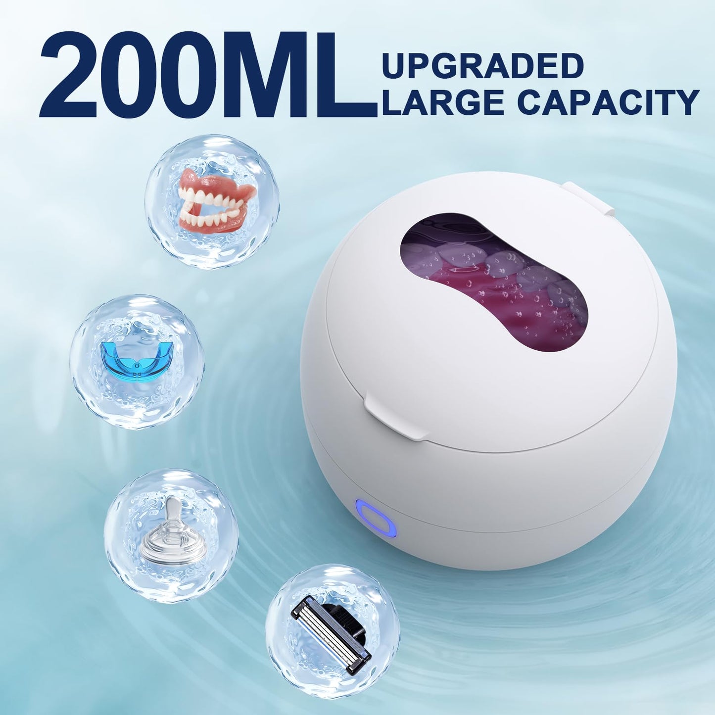 2026 Ultrasonic Retainer Cleaner Machine for Braces, Jewelry, Mouth Guard, 24W Ultrasonic Cleaner with 3 Modes, Suitable for Dental Appliances, Mouth Guard, Night Guard Braces, Jewelry, 200ML Portable Capacity (white) đ All In One Marketplace Canada