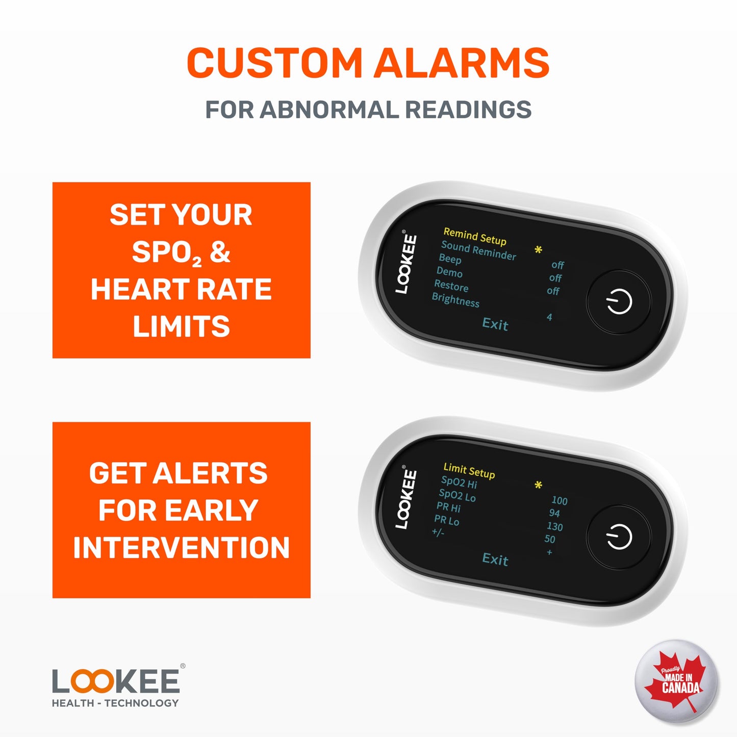 LOOKEE A320 Premium Pulse Oximeter Finger Heart Rate Oxygen Monitor | Proudly Canadian | SpO2 Blood Oxygen Level | Medical Accuracy, Alarm & PI | OLED Display | Batteries & Lanyard ๐ All In One Marketplace Canada