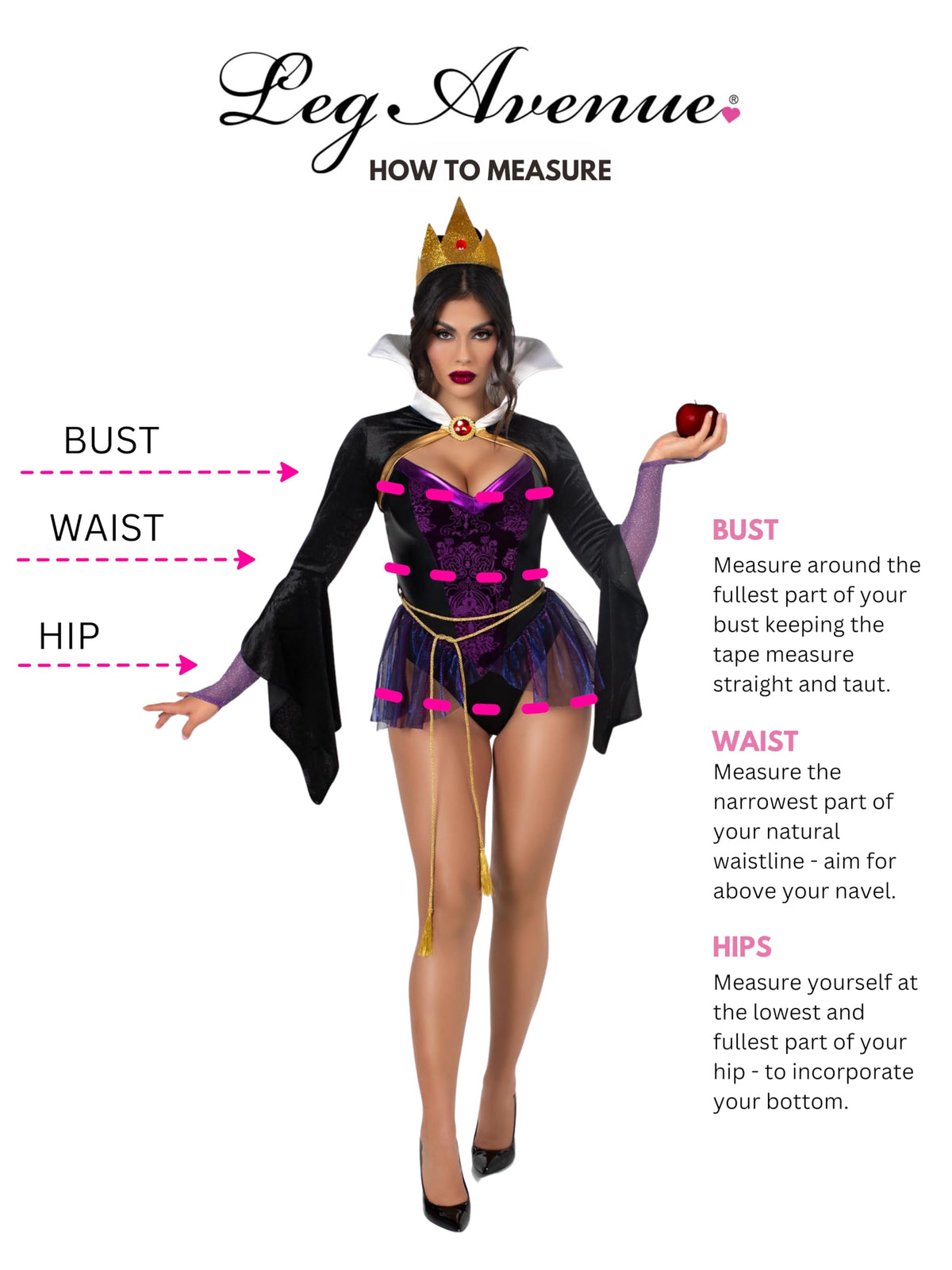 Leg Avenue Womens 4 Pc Poison Apple Queen Halloween Costume for Women, Black/Purple, Medium