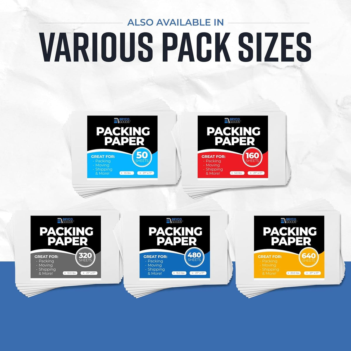 Bryco Goods Newsprint Packing Paper Sheets for Moving - 5lb - 160 Sheets - Moving & Shipping Supplies - 27" x 17" - Wrapping & Protecting Fragile Items - Newspaper Paper ๐ All In One Marketplace Canada