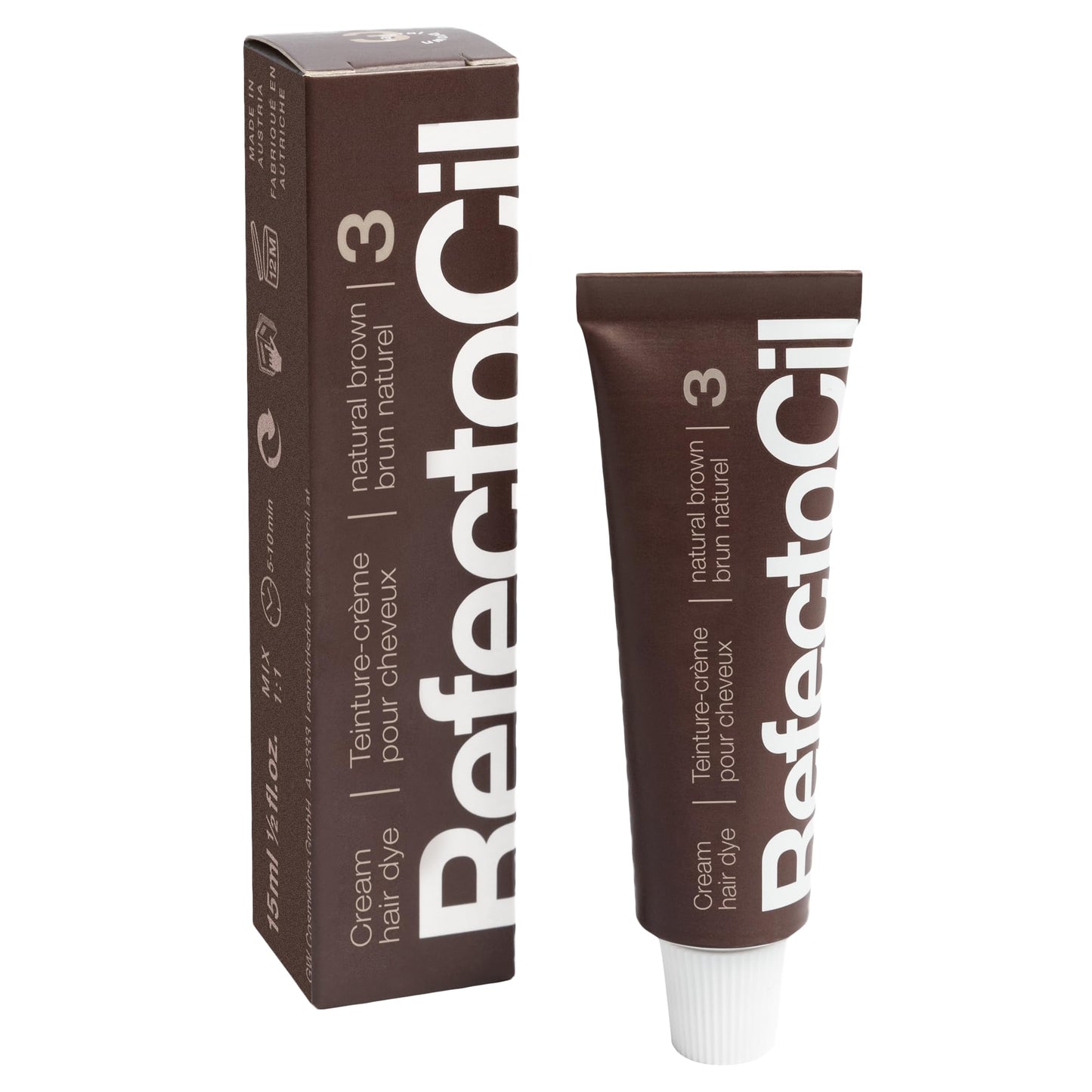 RefectoCil Natural Brown (#3) Hair Tinting Kit Includes Eyebrow Tint + Liquid Oxidant 3% + Mixing Brush ๐ All In One Marketplace Canada