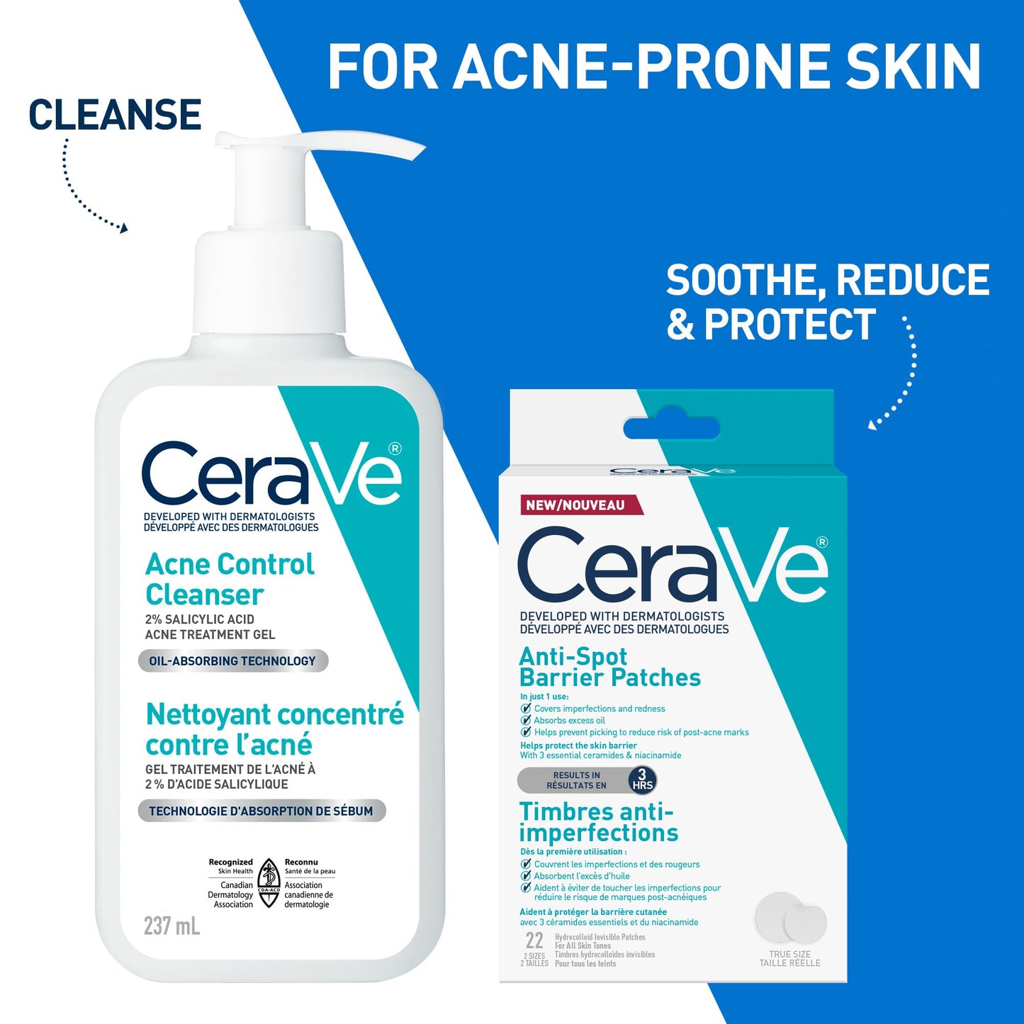 CeraVe Spot Barrier Patches, Hydrocolloid Acne Spot Patch with Niacinamide & 3 Essential Ceramides, Invisible on All Skin Tones, for Acne-Prone & Sensitive Skin, 22 count ๐ All In One Marketplace Canada