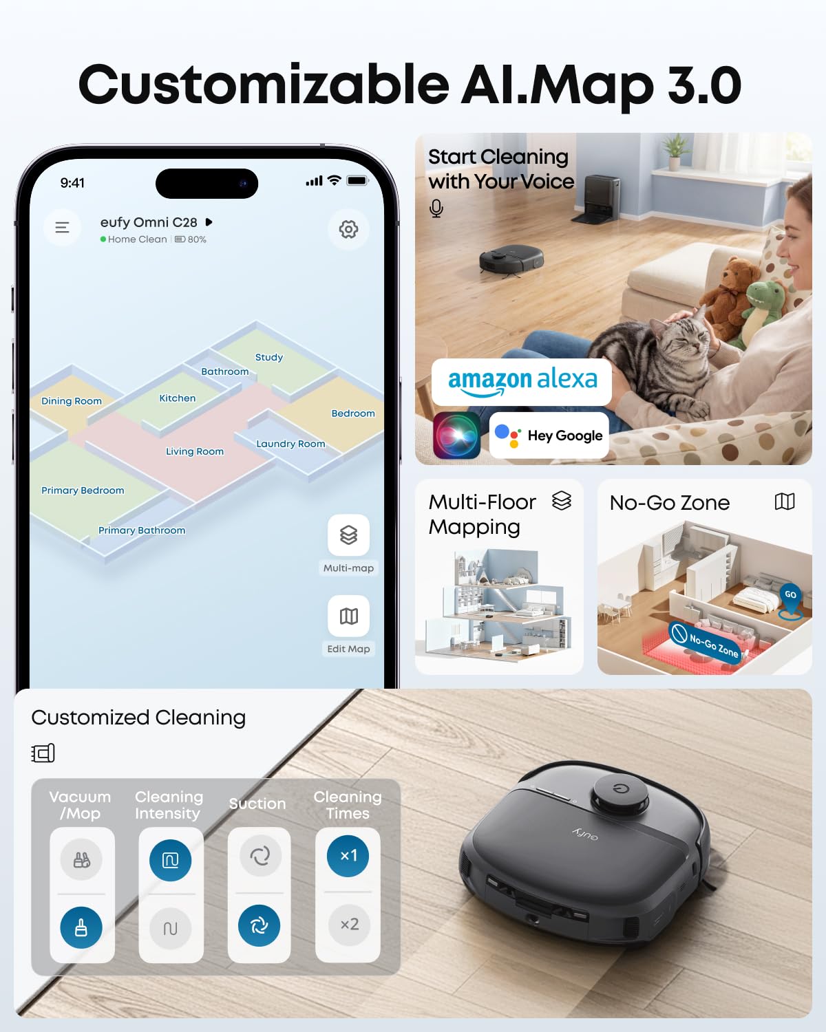 eufy New 2026 Robot Vacuum, C28 Omni, Upgraded from eufy X10 pro Omni, HydroJet Self-Cleaning Roller Mop, 15,000Pa Suction, All-in-1 Station,Tangle-Free,Auto Mop Washing&Drying, AI Obstacle Avoidance ๐ All In One Marketplace Canada