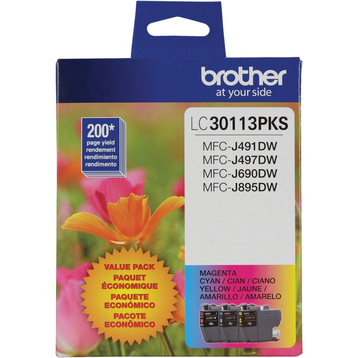 Brother Genuine LC30113PKS Standard Yield Colour Ink Cartridge Value Pack (3), original ink replacement cartridges, cyan/magenta/yellow, ink for Brother inkjet printers MFCJ491DW, MFCJ497DW, MFCJ690DW ๐ All In One Marketplace Canada