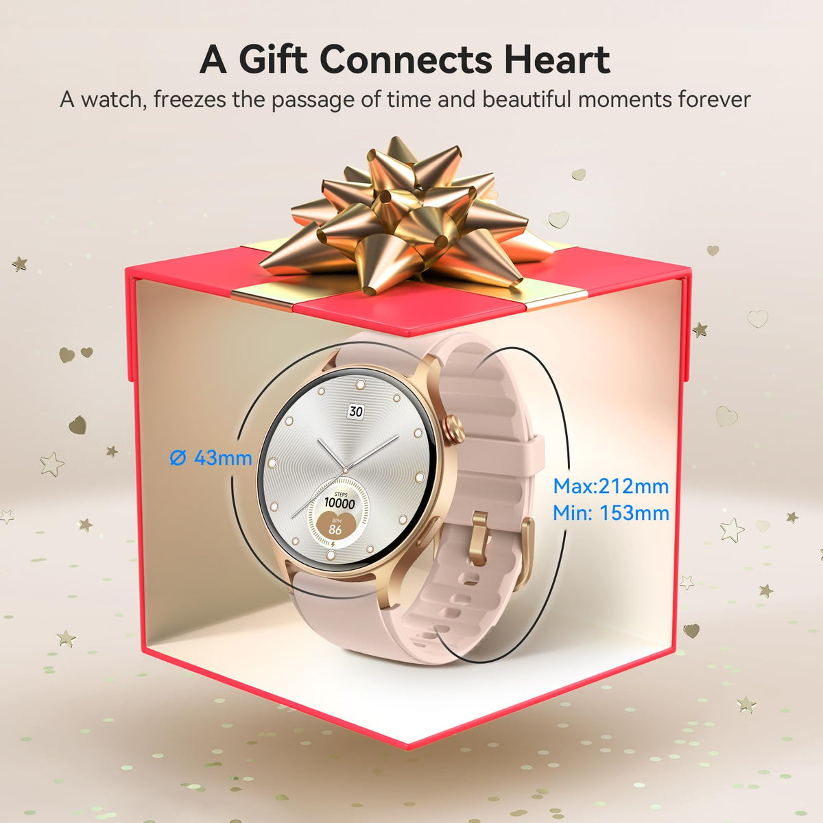 aeac Smart Watch for Women, AMOLED Ultra-Clear Screen Activity Trackers with Heart Rate/Sleep/SpO2 Monitor, Waterproof Fitness Smartwatch for iPhone/Samsung/Android(Pink Gold) 🍁 All In One Marketplace Canada