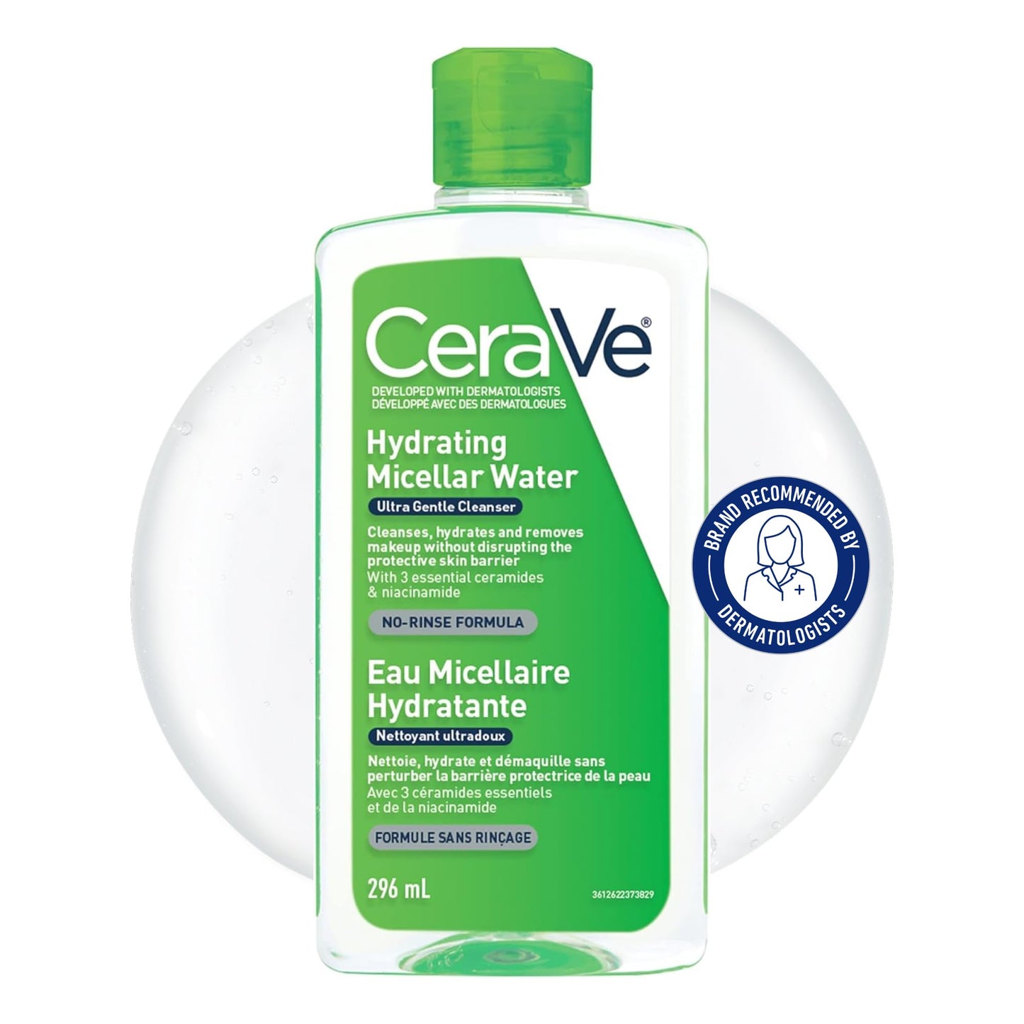 Cerave Micellar Water Hydrating Facial Cleanser and Eye Makeup Remover with Essential Ceramides, Hyaluronic Acid and Niacinamde (Vitamin B3), Fragrance Free & Non-irritating, 296ml ๐ All In One Marketplace Canada