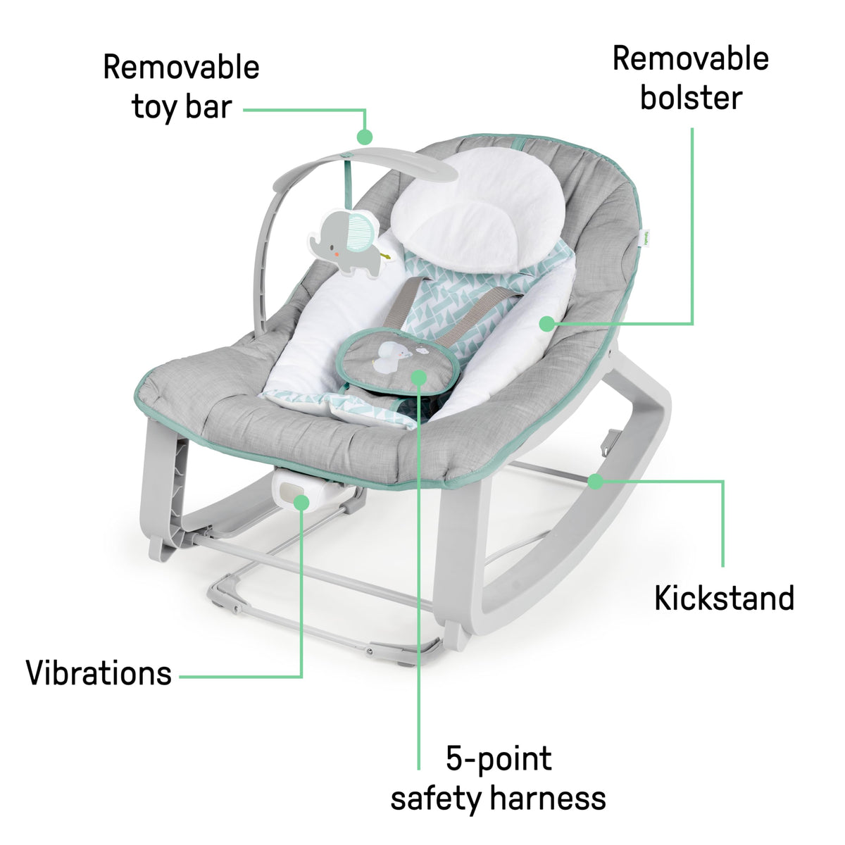 Ingenuity Keep Cozy 3-in-1 Grow with Me Vibrating Baby Bouncer, Seat & Infant to Toddler Rocker, Vibrations & Toy Bar, 0-30 Months Up to 40 lbs (Weaver) 🍁 All In One Marketplace Canada