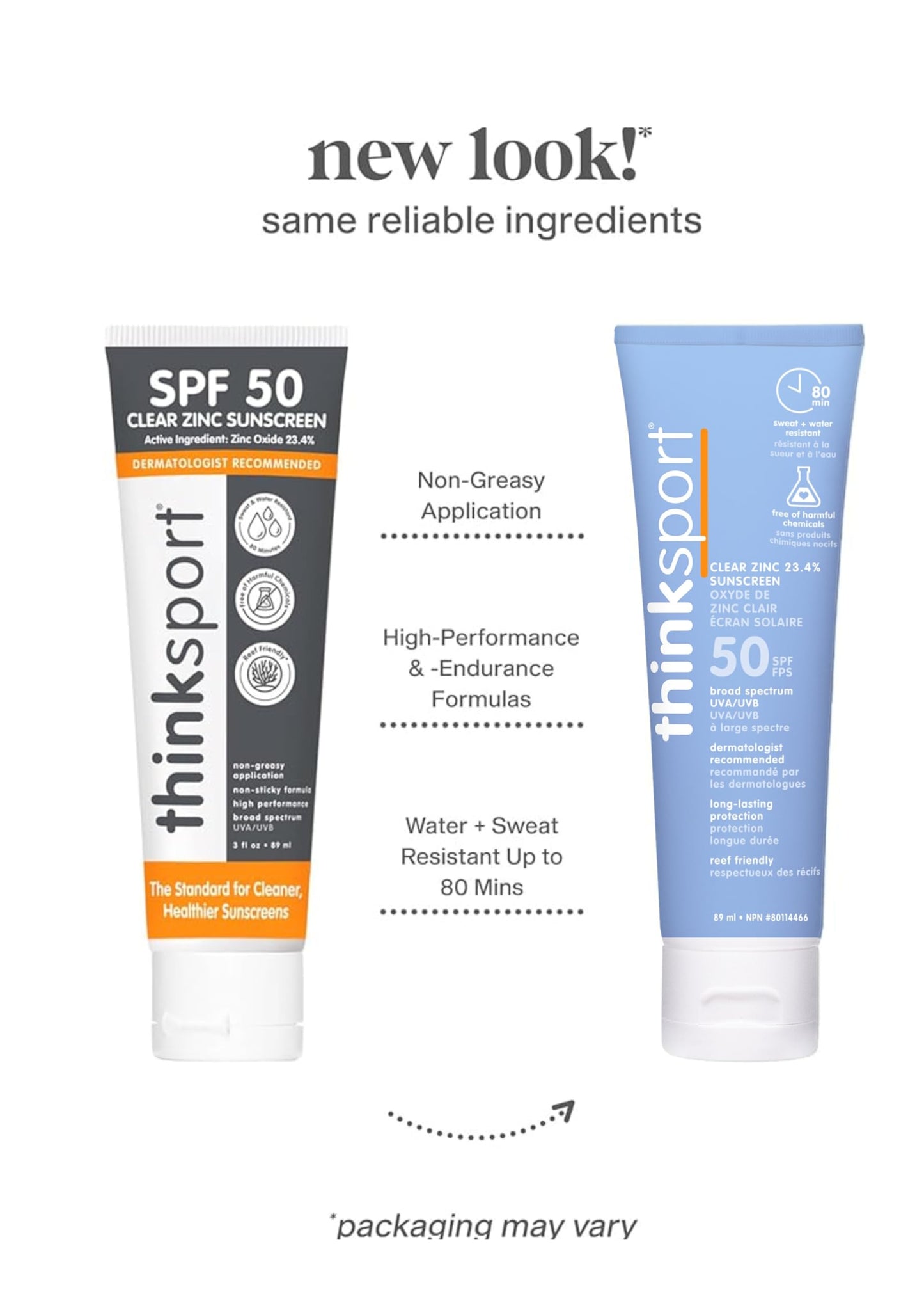 Thinksport Mineral Sunscreen, SPF 50 Clear Zinc Oxide Sunscreen, 3 Fl Oz, Water Resistant Reef Safe Sunscreen, Vegan, Clean Mineral Formula Broad Spectrum Sun Screen 🍁 All In One Marketplace Canada
