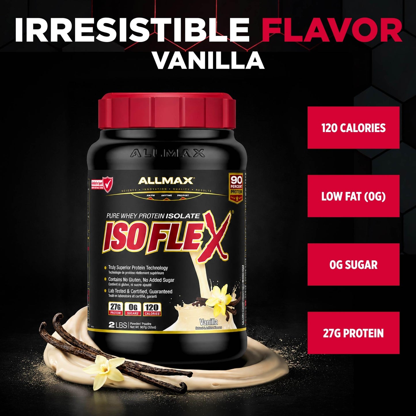 ALLMAX ISOFLEX Whey Protein Isolate, Vanilla, 2 lb ๐ All In One Marketplace Canada