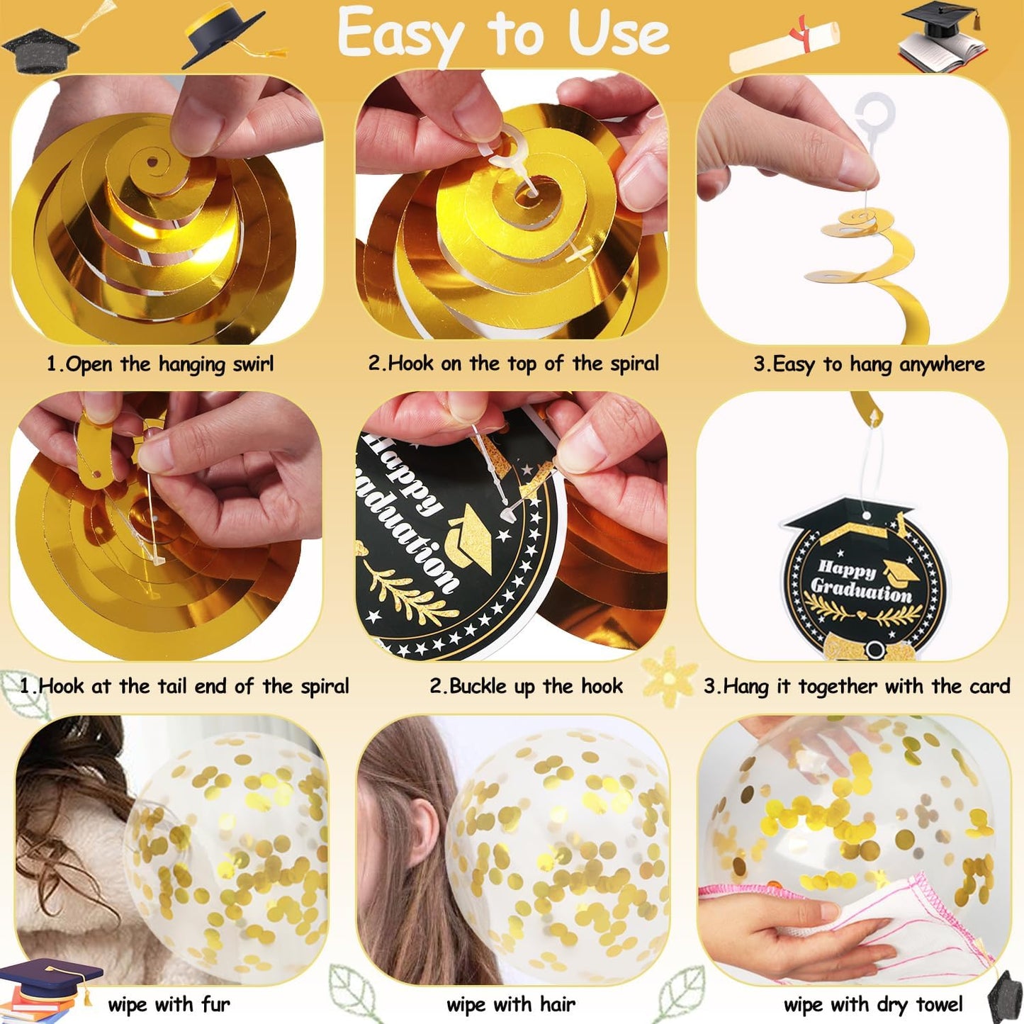 Graduation Decorations Class of 2026, 12Pcs Black and Gold balloons with Swirl and Graduation Garland Congrats Grad 2026 Banner for College High School Party Supplies 🍁 All In One Marketplace Canada