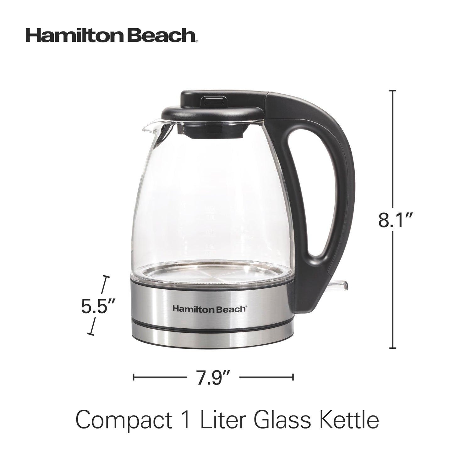Hamilton Beach Glass Electric Kettle, 1 L, 1500W Fast Boiling Water Boiler, Cordless, Soft Blue LED Light, Auto Shutoff & Boil-Dry Protection, BPA-Free, Compact Size (40930JC) 🍁 All In One Marketplace Canada
