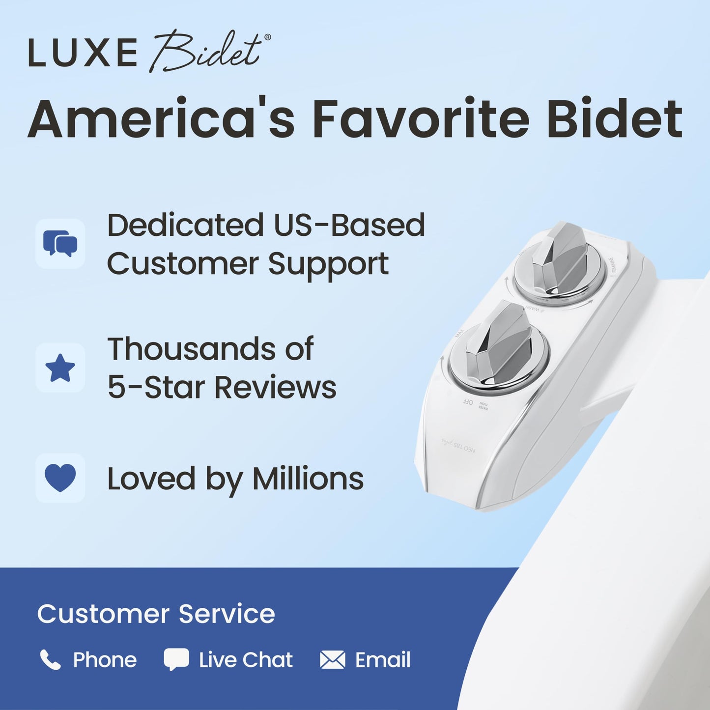 LUXE Bidet NEO 185 Plus - Patented Bidet Attachment for Toilet, Chrome ๐ All In One Marketplace Canada