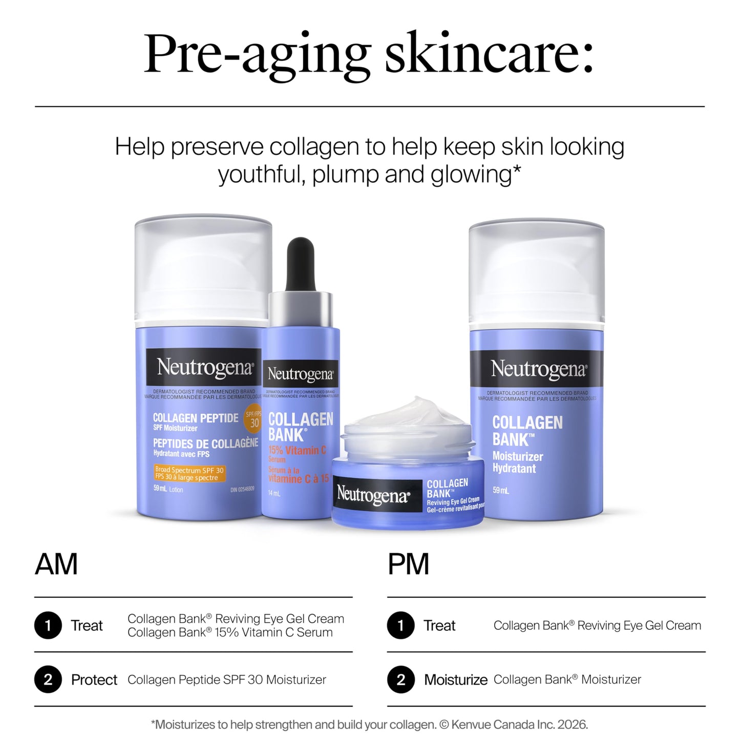 Neutrogena Collagen Bank Vitamin C Face Serum, Potent Vitamin C Serum Helps Preserve Collagen for Glowing, Plumper Looking Skin, Uneven Skin Tone Treatment, Fragrance Free, 14 mL 🍁 All In One Marketplace Canada