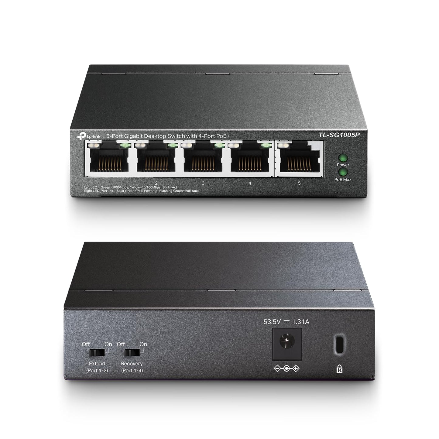 TP-Link 5โPort Gigabit PoE Switch, 4 PoE+ Ports @65W, Fanless, Black (TL-SG1005P) ๐ All In One Marketplace Canada