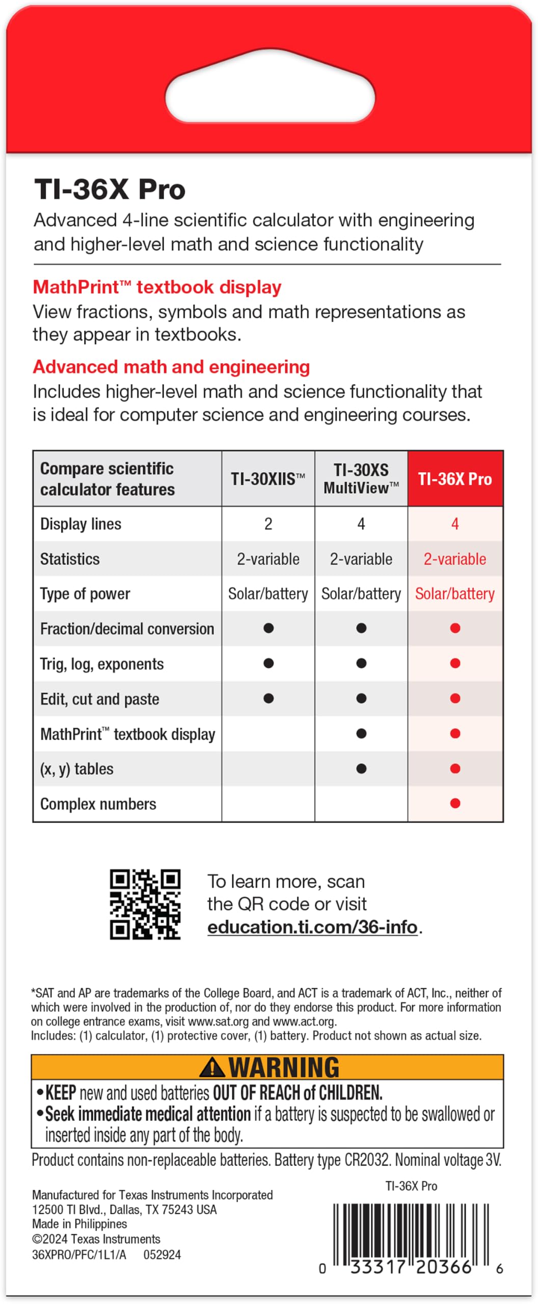 Texas Instruments TI-36X Pro Engineering/Scientific Calculator, Black, 9.7 Inch ๐ All In One Marketplace Canada