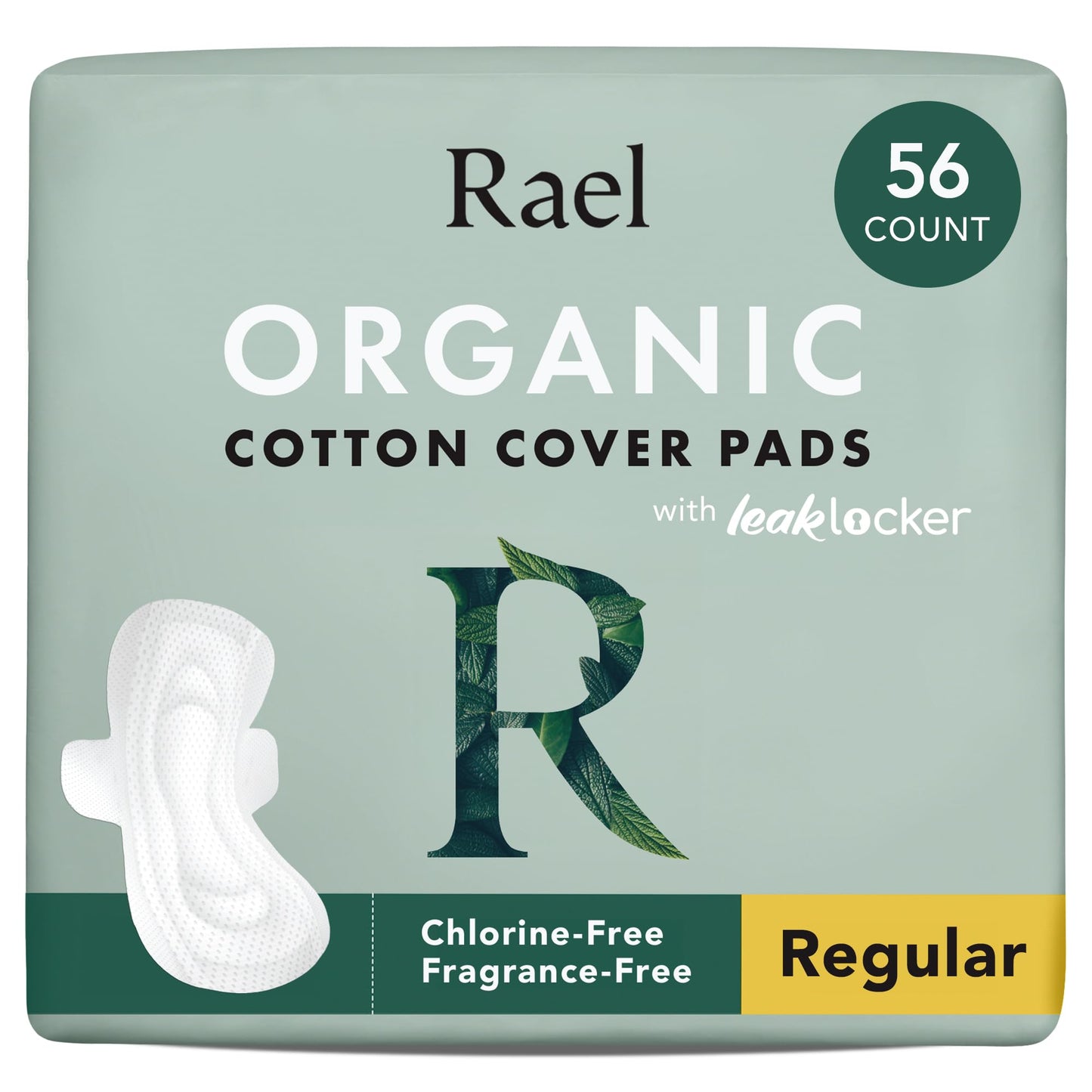 Rael Organic Cotton Cover Pads - Regular Absorbency, Unscented, Ultra Thin Pads with Wings for Women (56 Total) ๐ All In One Marketplace Canada