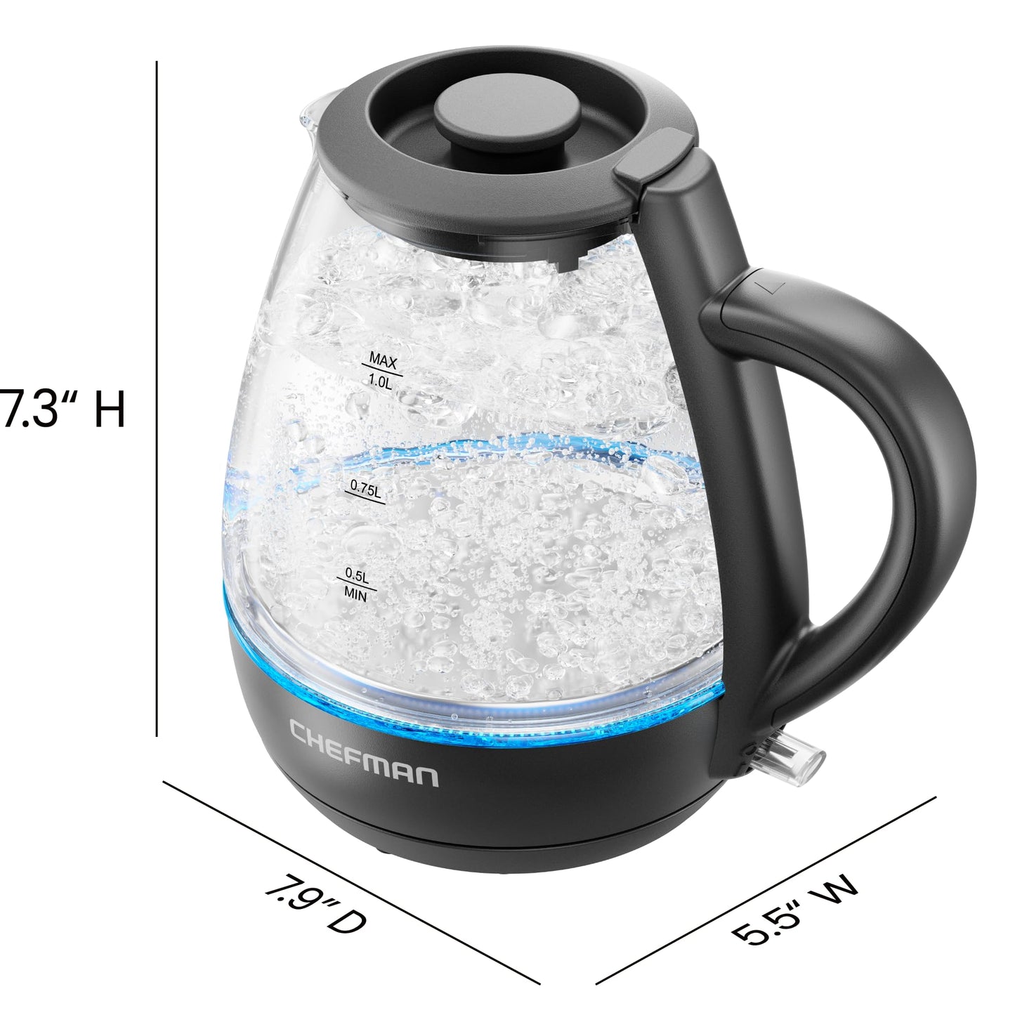 Chefman 1L Electric Tea Kettle with LED Lights, Automatic Shut Off, Removable Lid, Boil-Dry Protection, Hot Water Electric Kettle Water Boiler, Electric Kettles for Boiling Water ๐ All In One Marketplace Canada