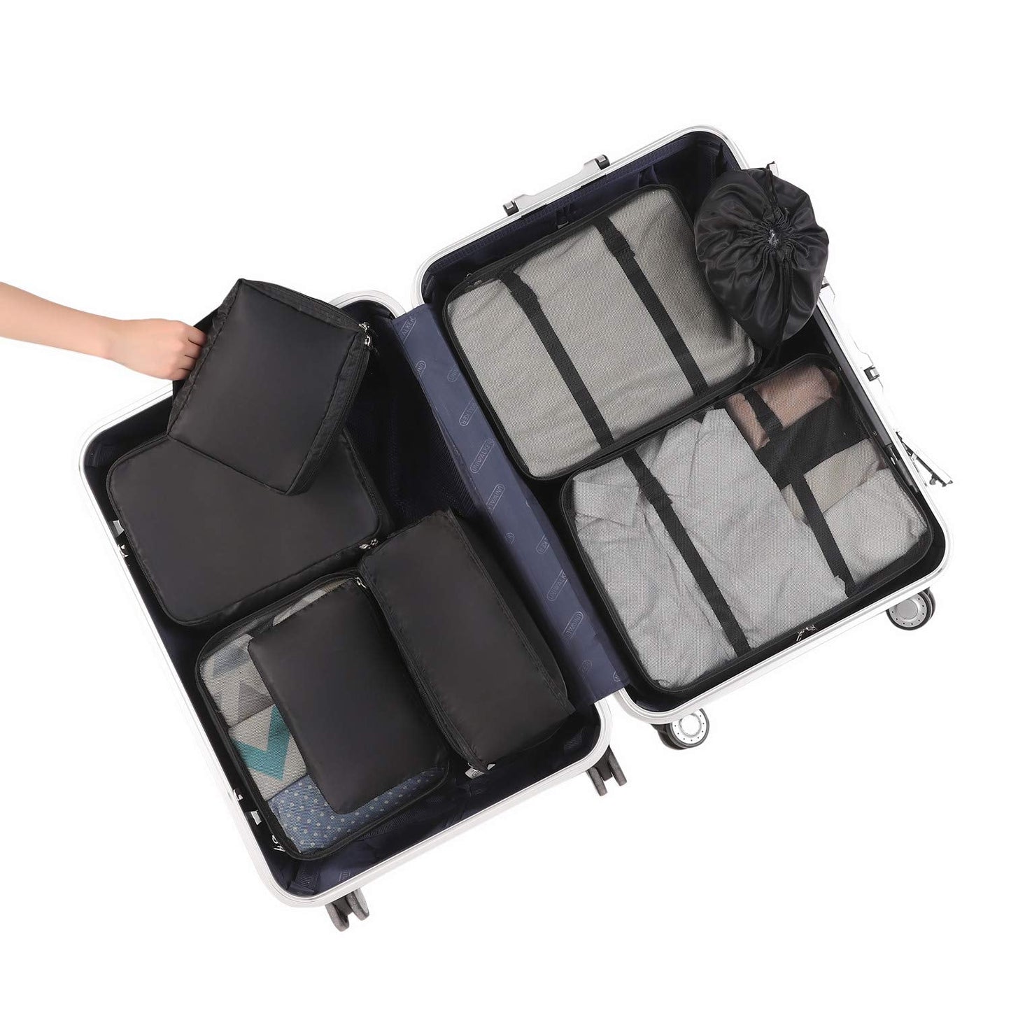 BAGAIL 8 Set Packing Cubes, Lightweight Travel Luggage Organizers with Shoe Bag, Toiletry Bag & Laundry Bag (Jet Black) ๐ All In One Marketplace Canada