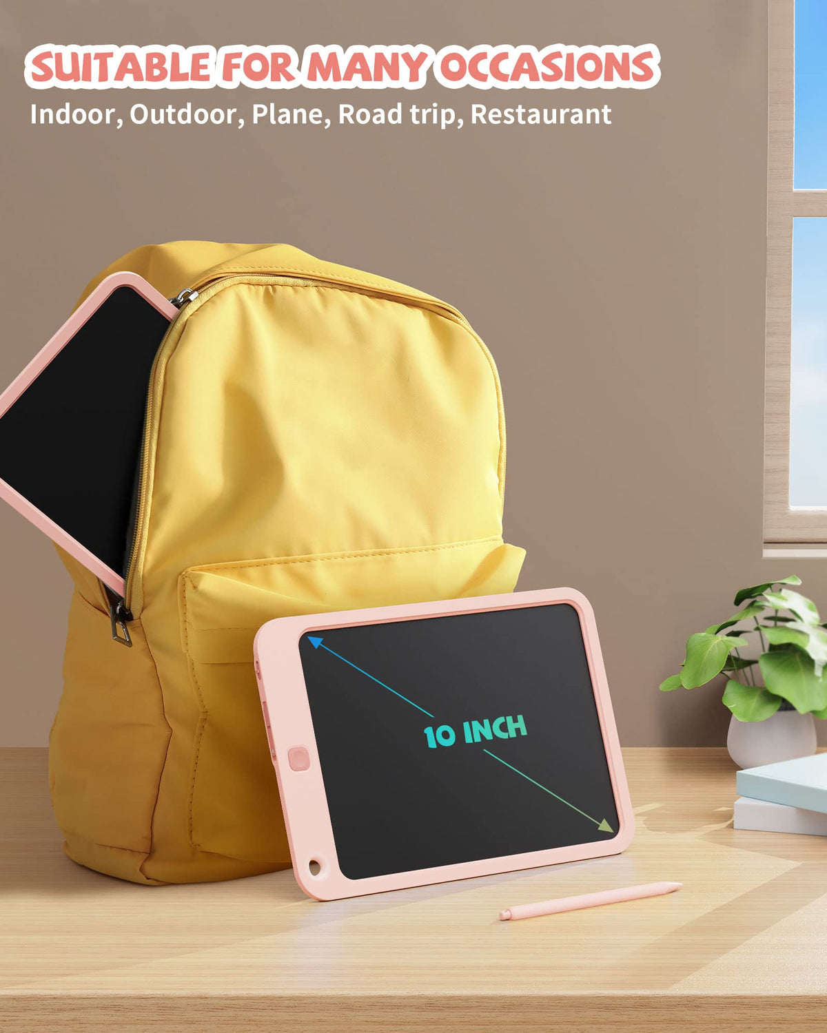 LCD Writing Tablet 10 Inch, Colorful Electronic Doodle Board Drawing Tablet, Memo Board, Drawing Pads with Lanyard, Travel Educational Toys Gifts for Kids Toddlers Age 3 4 5 6 7 8 9 Years Girls(Pink 🍁 All In One Marketplace Canada